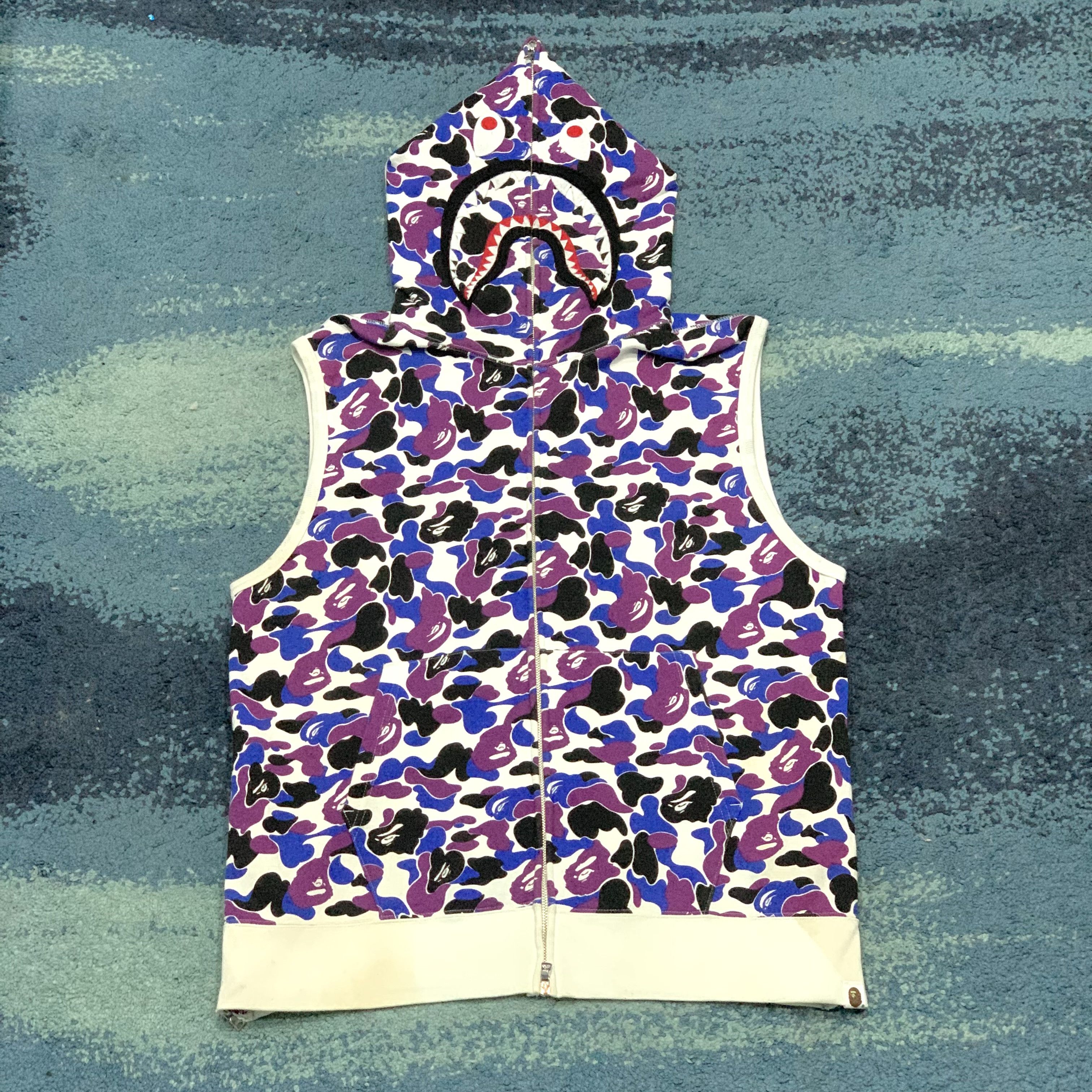 image of A Bathing Ape Bape Limited Camo Hongkong Sleeveless Hoodie in Purple, Men's (Size 2XL)