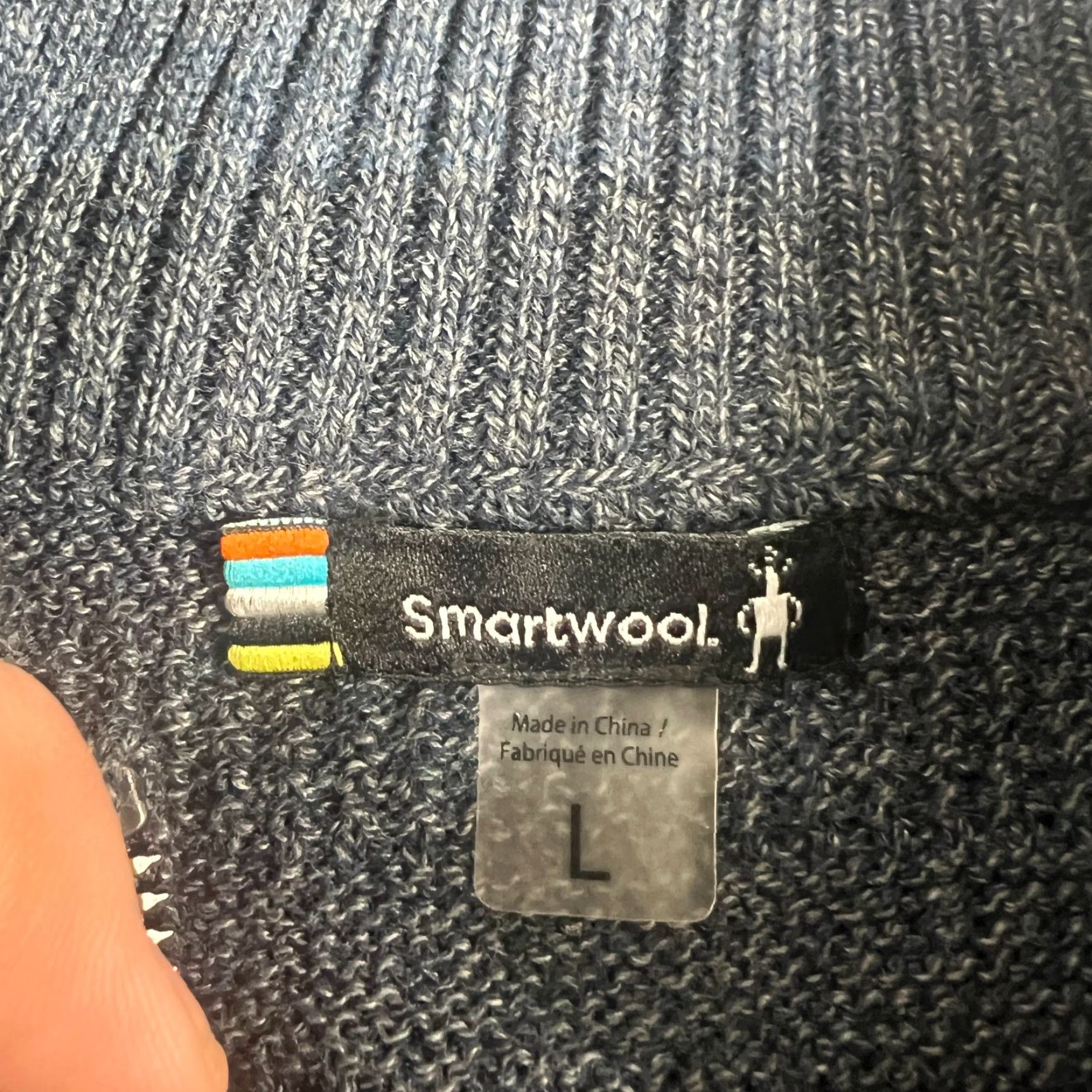 Smartwool SmartWool Mens L Sweater Ripple Ridge Stripe Half Zip Blue Pullover Wool Blend Zip Logo Zipper Accents 1/2 Zip Size US L / EU 52-54 / 3 - 6 Thumbnail
