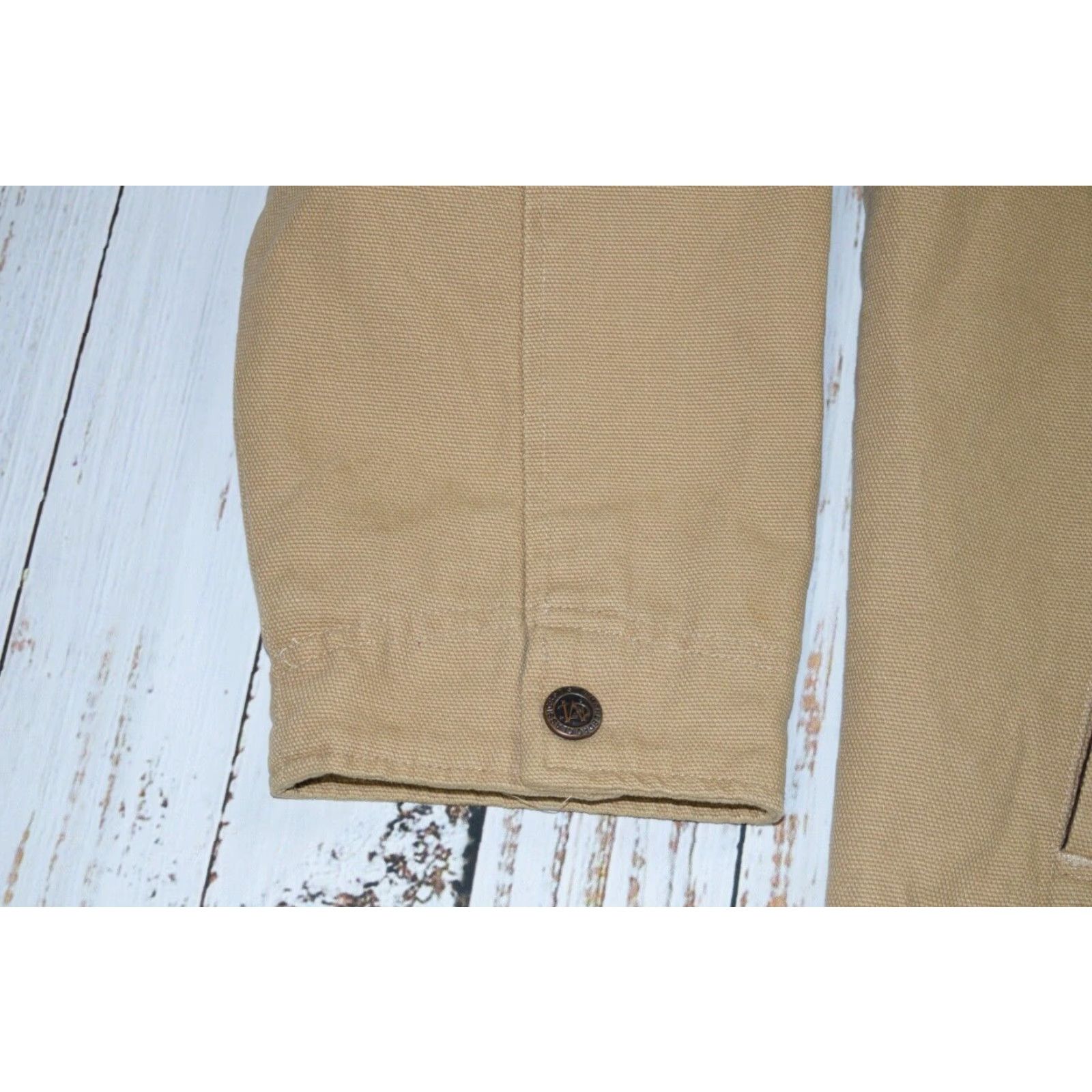 VINTAGE Marlboro Classics Canvas Work Jacket Khaki Plaid Lined Full Zip XL 90s Mens