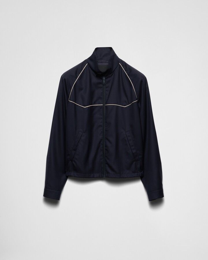 Prada oc11z0625 Wool And Silk Blouson Jacket in Navy Size US L / EU 52-54 / 3 - 1 Thumbnail