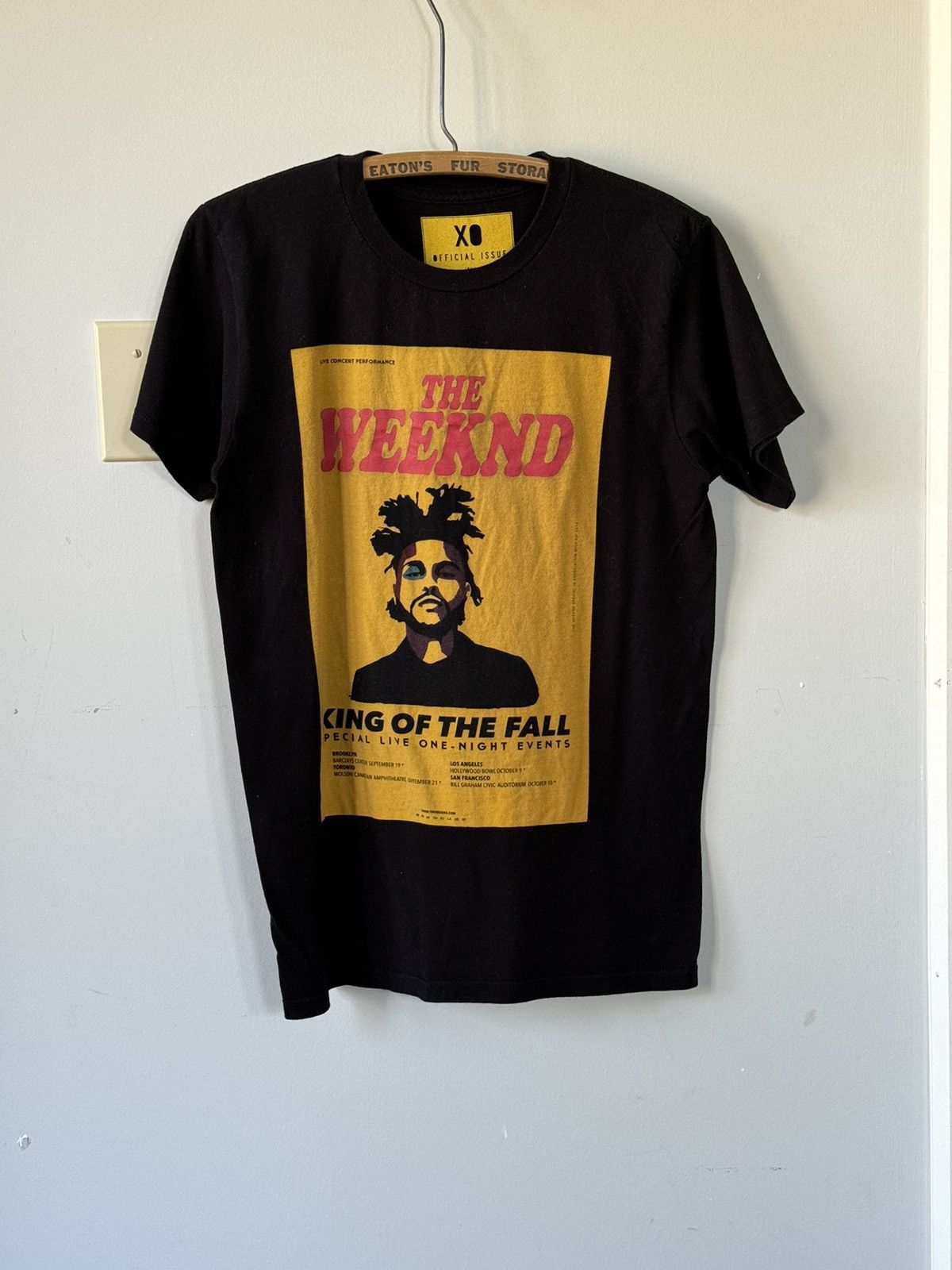 image of 2014 The Weeknd Xo King Of The Fall Tour Merch Shirt in Black, Men's (Size Small)