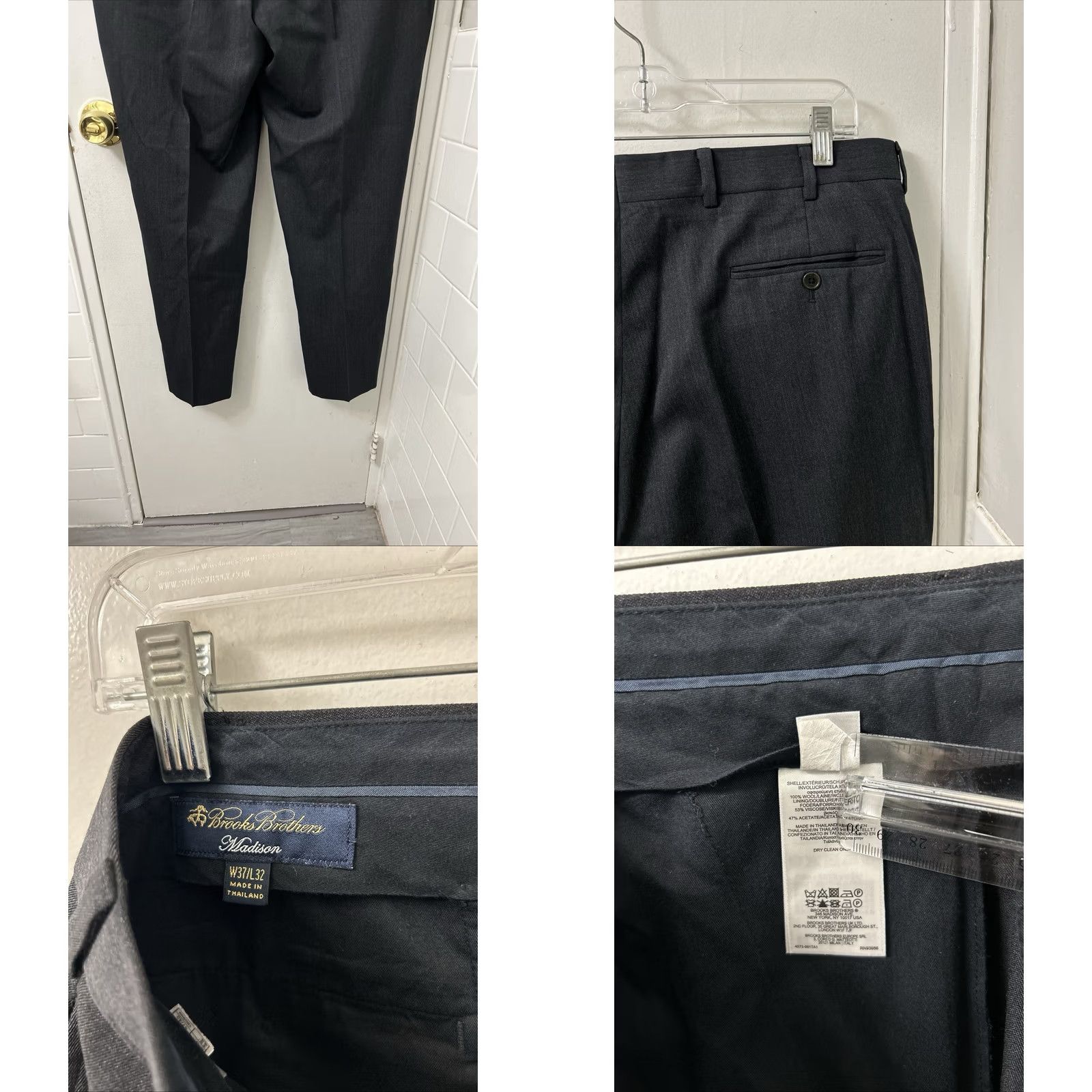 Brooks Brothers Brooks Brothers Dress Mens 37 Gray Madison Pants 37x31 Charcoal Wool Trousers Size US 37 - 8 Thumbnail