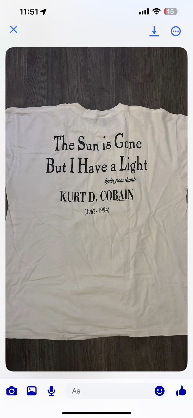 Band Tees Kurt Cobain MTV Unplugged Nirvana End of Music Size US XL / EU 56 / 4 - 2 Thumbnail