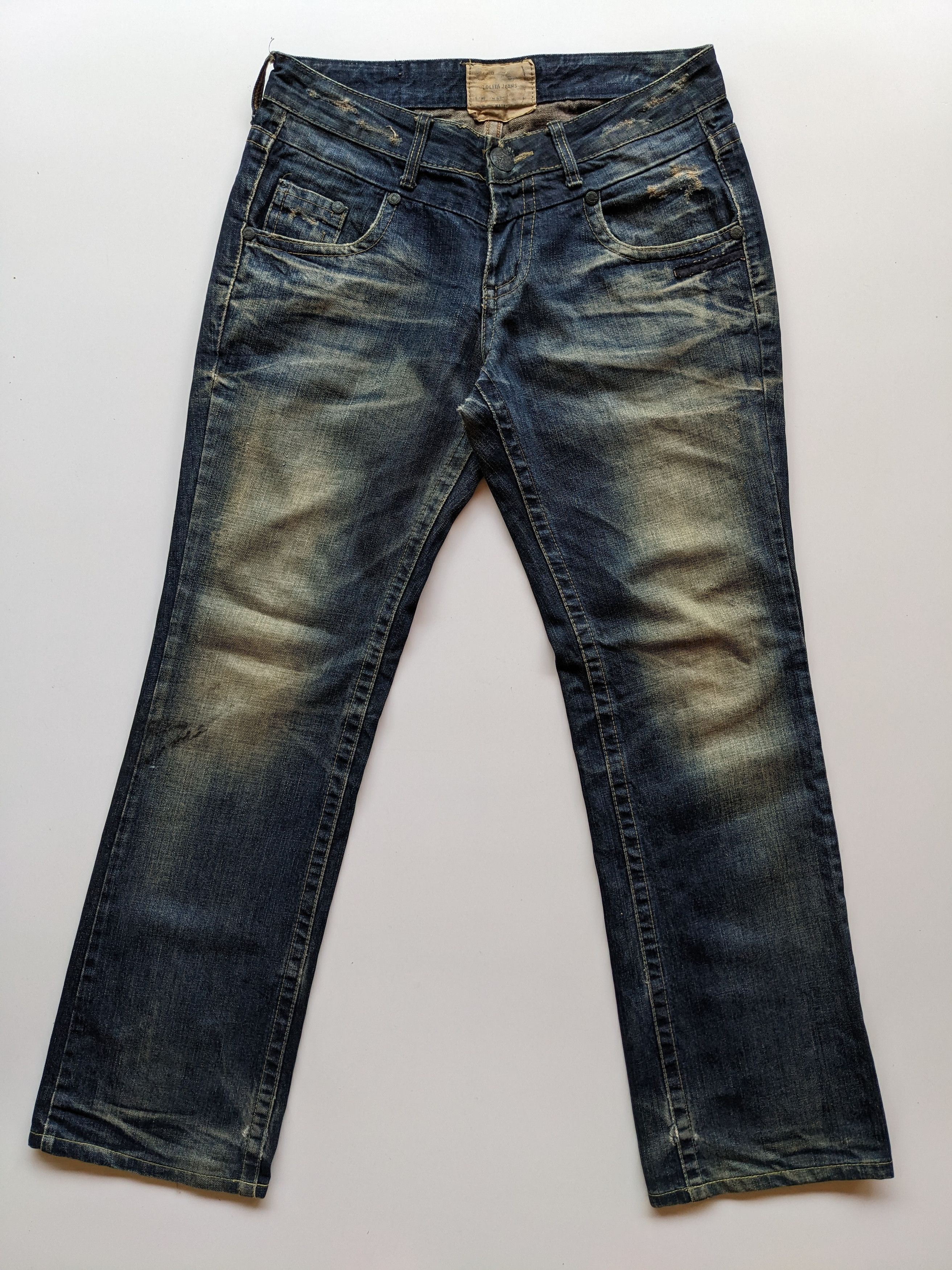 If Six Was Nine × Japanese Brand × Le Grande Bleu (L.G.B.) Lolita mudwash daymoon clawmark faded jeans Size US 33 - 2 Thumbnail