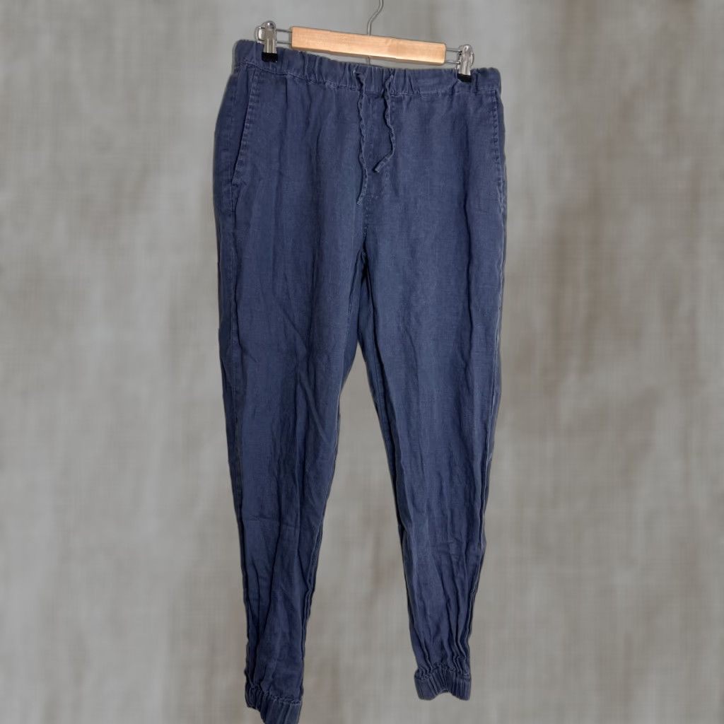 Saks Fifth Avenue VINTAGE Saks Fifth Avenue Womens Medium Blue Linen Joggers Drawstring 30x30 Size 32" / US 10 / IT 46 - 1 Thumbnail