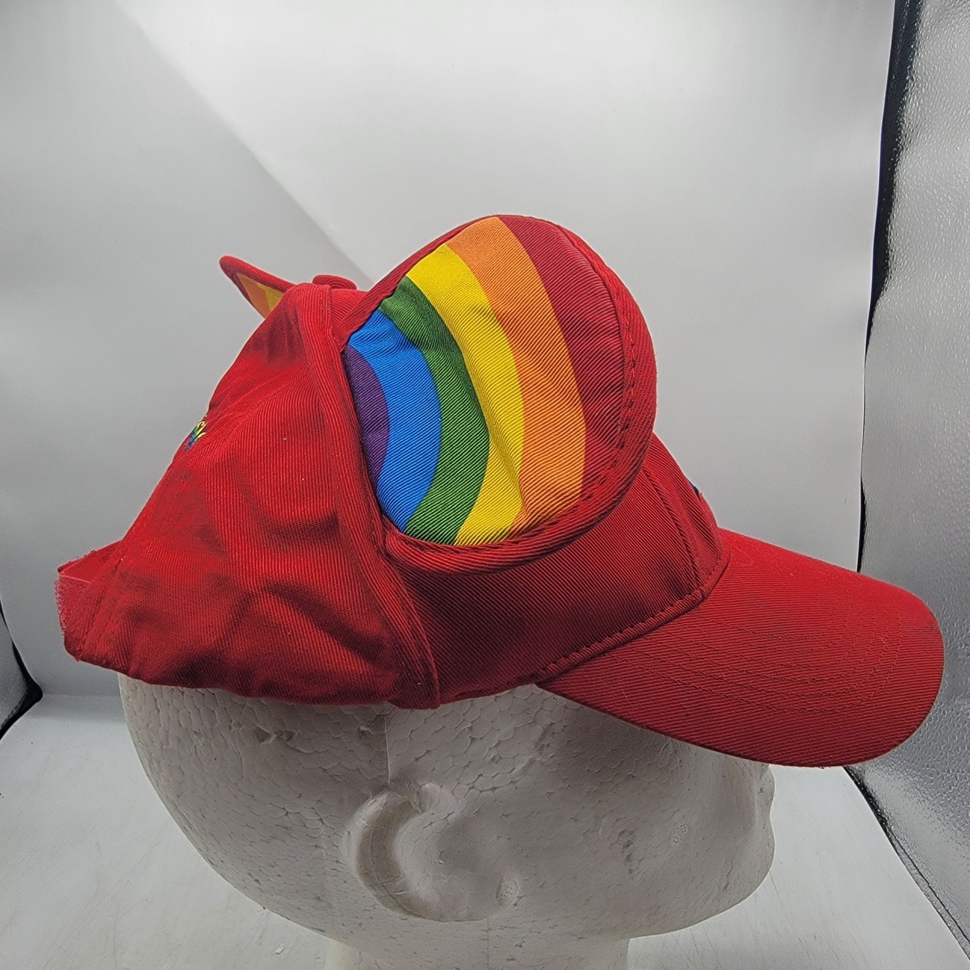 Disney Disneyland Red Pride Mickey Ears Adults Hat Cap Casual Outdo Size ONE SIZE - 4 Thumbnail