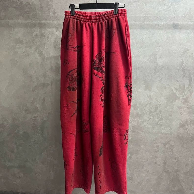 Balenciaga Balenciaga size XS Red graphic print elasticated waist-mid Size US 26 / EU 42 - 1 Thumbnail