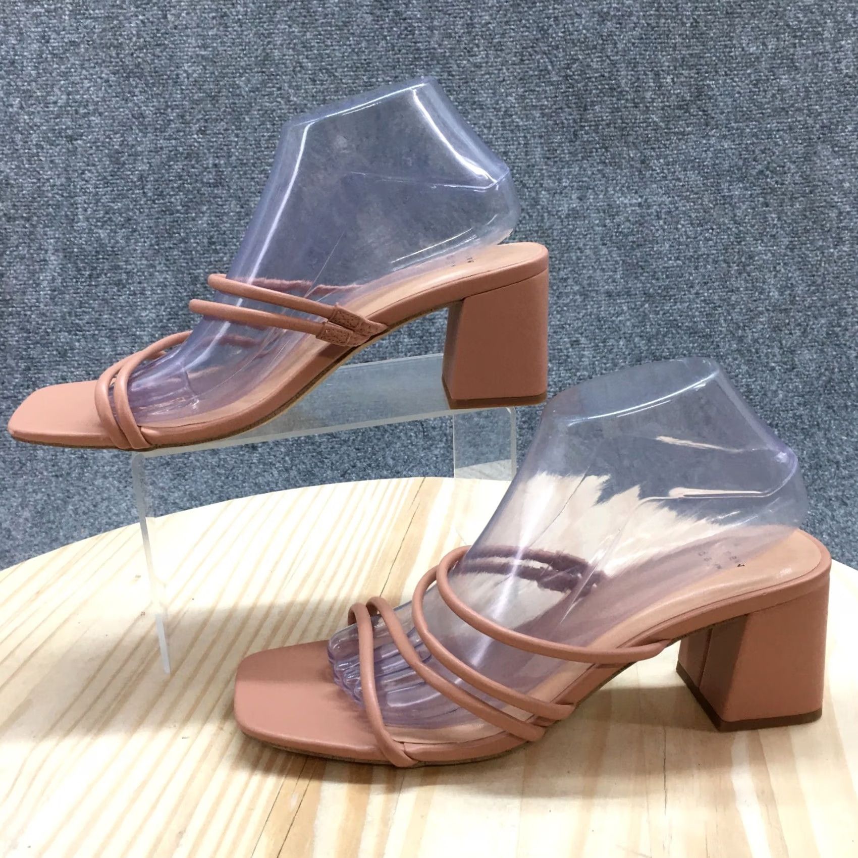 Vintage A New Day Blakely Sandals Womens 9.5 Beige Slide Heels ZStrap Pink Beige Casual Block 3 in Womens Shoes Size US 10 / IT 40 - 2 Thumbnail