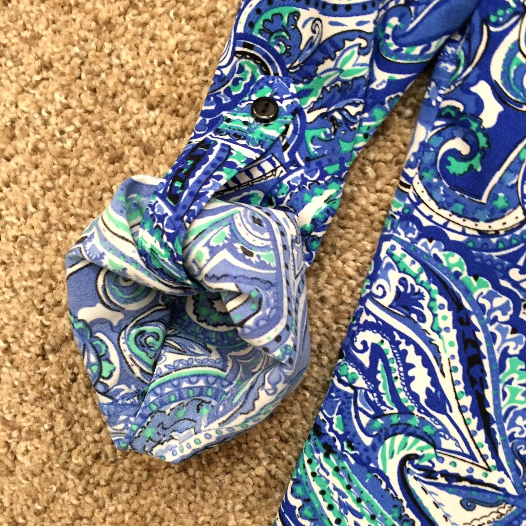 Vintage Notations Shirt Womens Small Blue Paisley Roll Tab Long Sleeve Button Up Size S / US 4 / IT 40 - 5 Thumbnail
