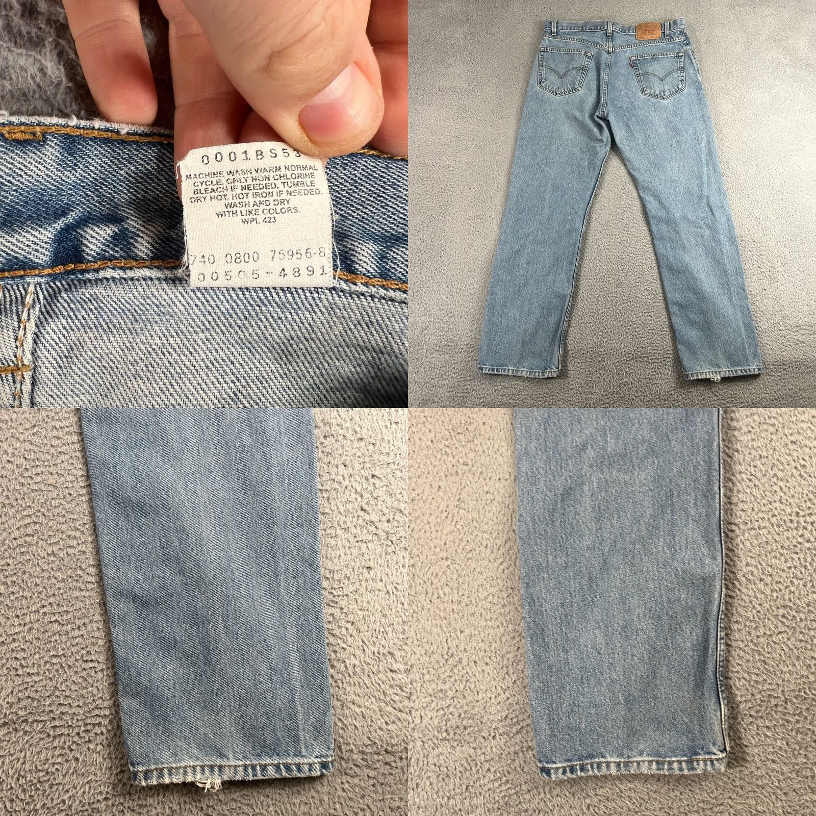 Levi's VINTAGE Levi's 505 Jeans Mens 36x30 Distressed Light Wash Straight Leg Denim Cotton Blue 90s Retro Punk Rock Casual Jeans Mens Size US 36 / EU 52 - 8 Thumbnail