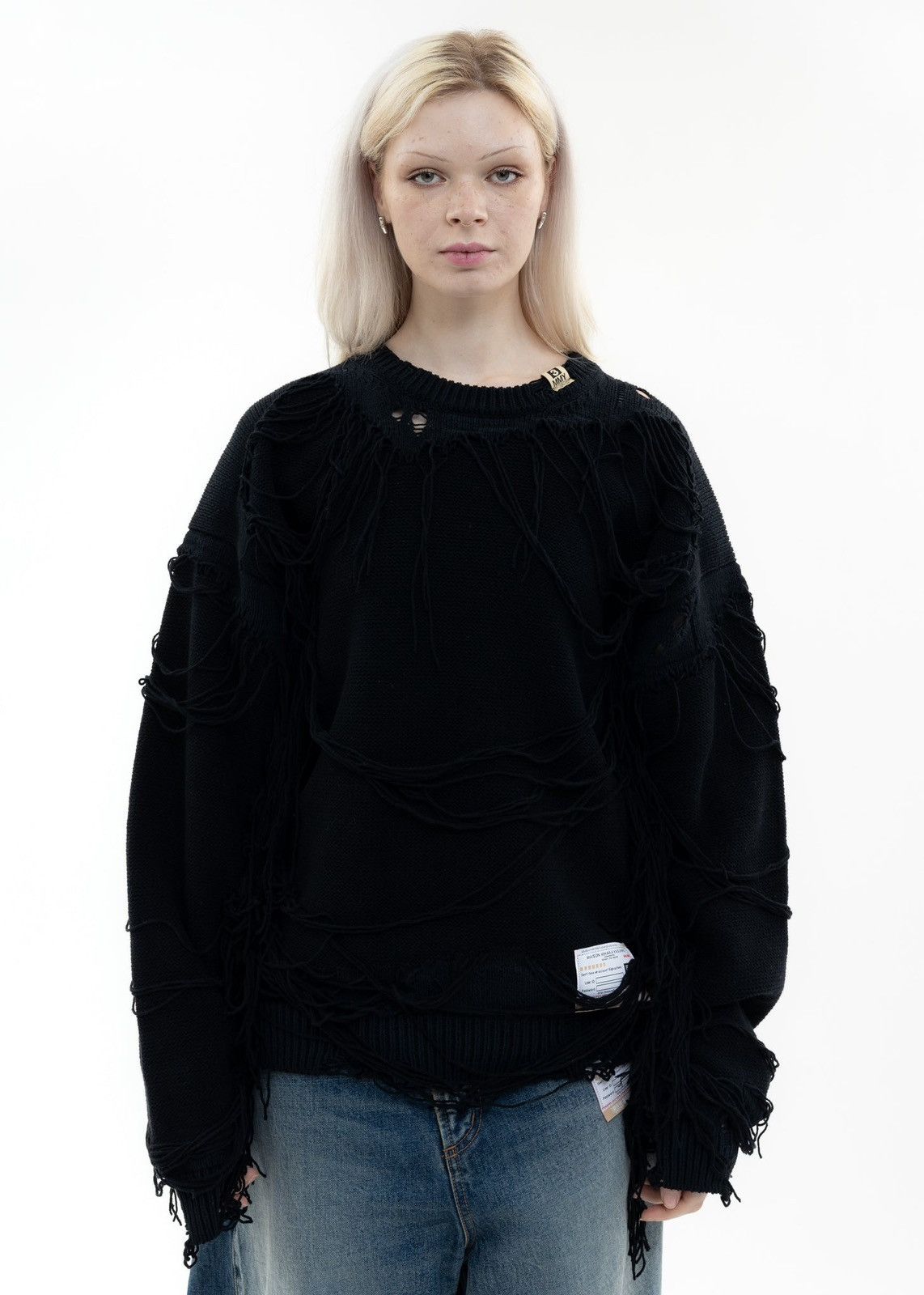 Maison MIHARA YASUHIRO Black Distressed MMY Sweater Size US L / EU 52-54 / 3 - 1 Thumbnail