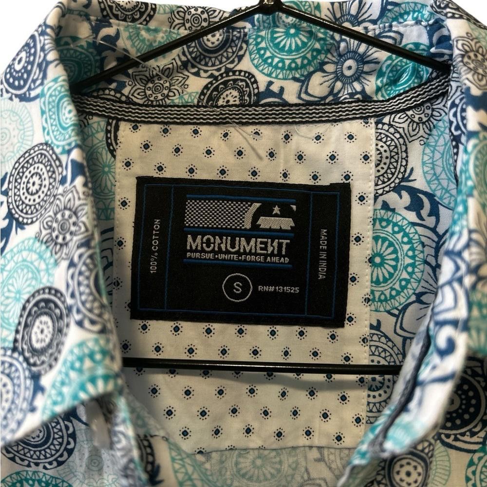 Designer Men's Size Small Teal Floral Short Sleeve Button-Down Shirt Size US S / EU 44-46 / 1 - 2 Thumbnail