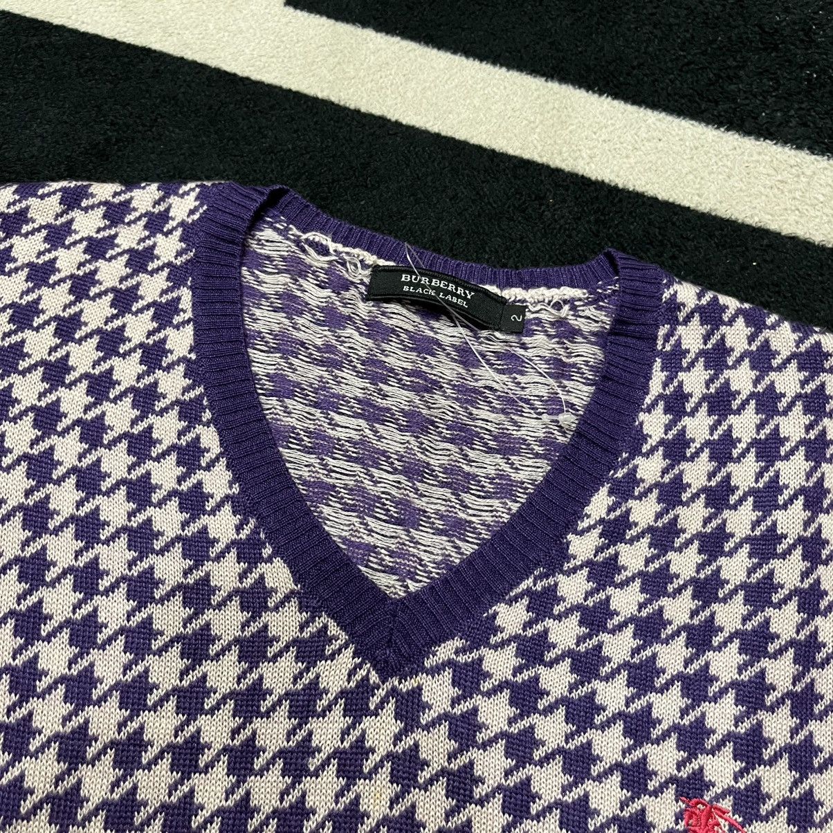 Burberry 🔥 Burberry Black Label Houndstooth V neck Knit Sweater Size US M / EU 48-50 / 2 - 5 Thumbnail