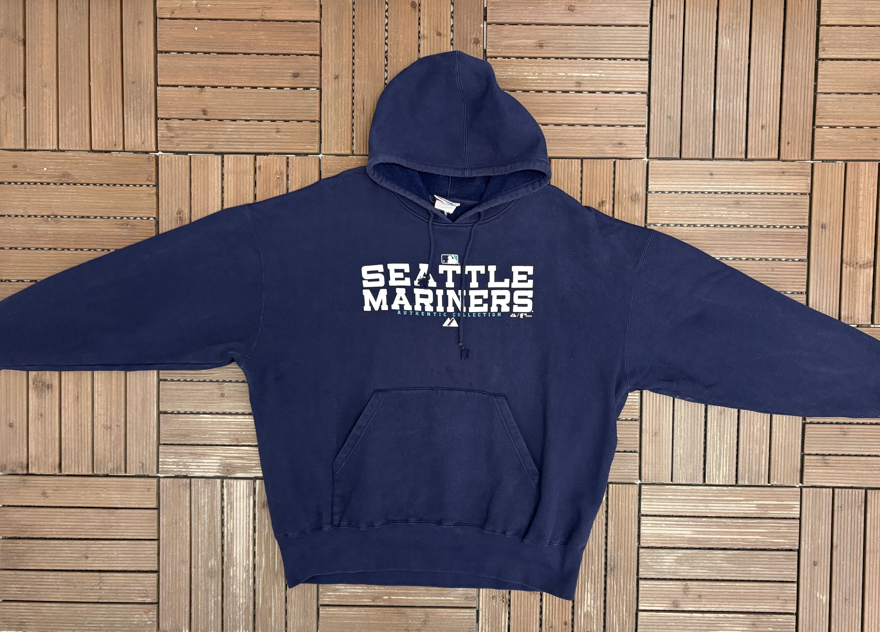 Majestic Seattle Mariners Vintage Blue Hoodie Sweatshirt Size US XXL / EU 58 / 5 - 6 Thumbnail