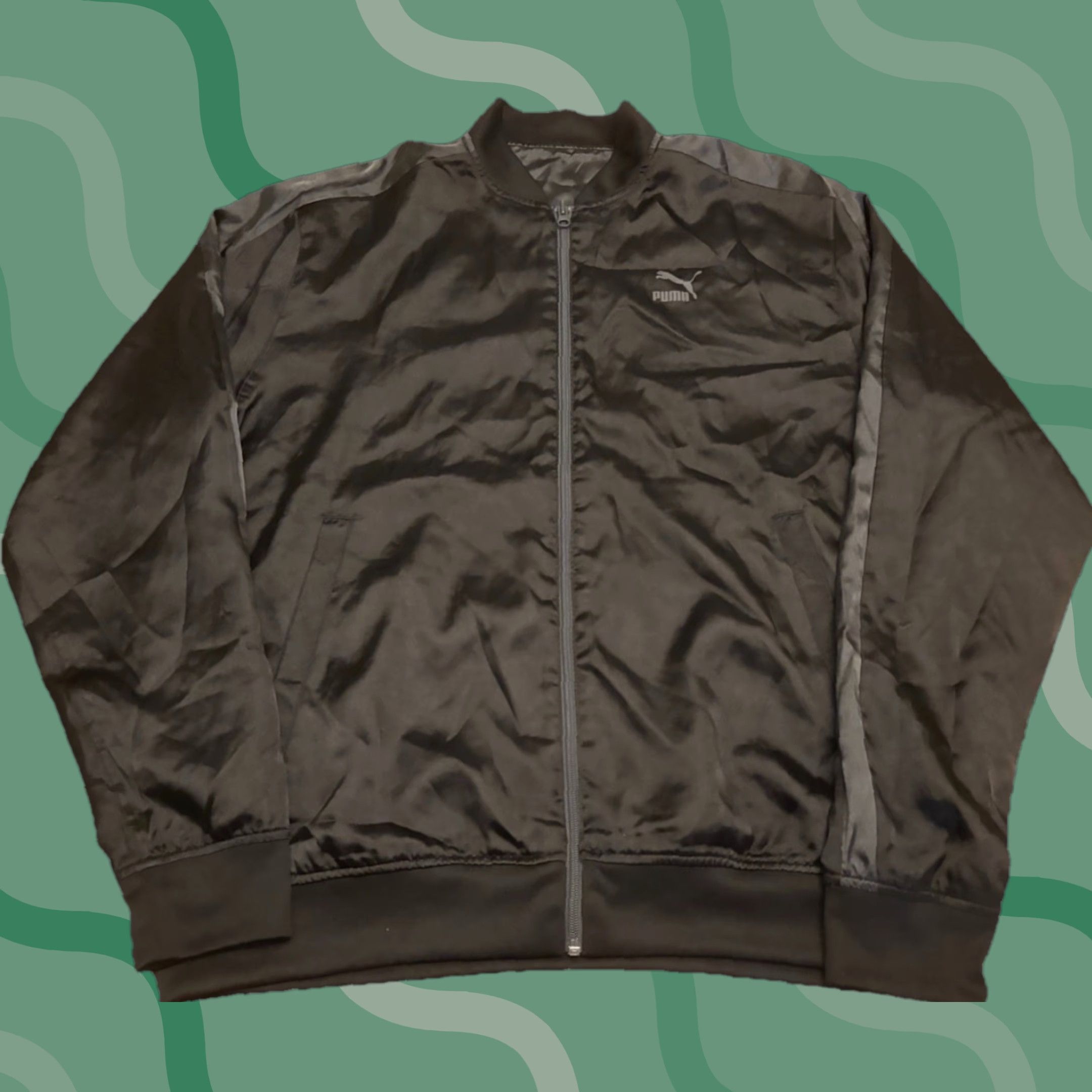 Puma Puma bomber jacket satin black colorway Reversible mens XL F1 Jacket, Satin, Bomber, Black, Reversible, XL, Men Size US XL / EU 56 / 4 - 1 Thumbnail