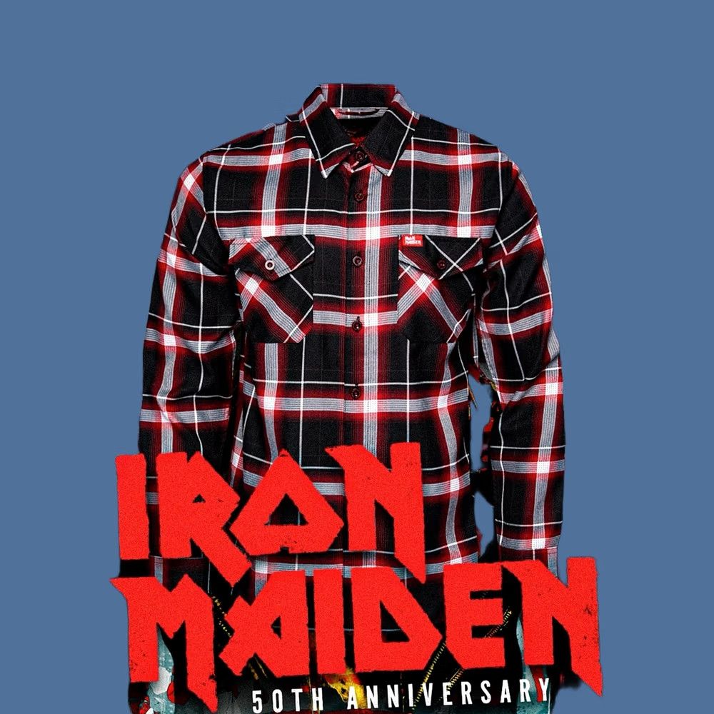 Vintage Dixxon Flannel Iron Maiden 50th Anniversary Shirt Men's L Black Red White Plaid Button-Up Long Sleeve Size US L / EU 52-54 / 3 - 1 Thumbnail