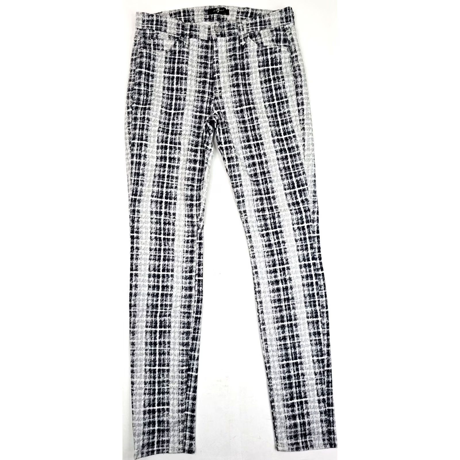 7 For All Mankind 7 For All Mankind Black & White Grid / Check Geometric Pants – Women 27 (Fits 29x30) Size 29" - 2 Thumbnail