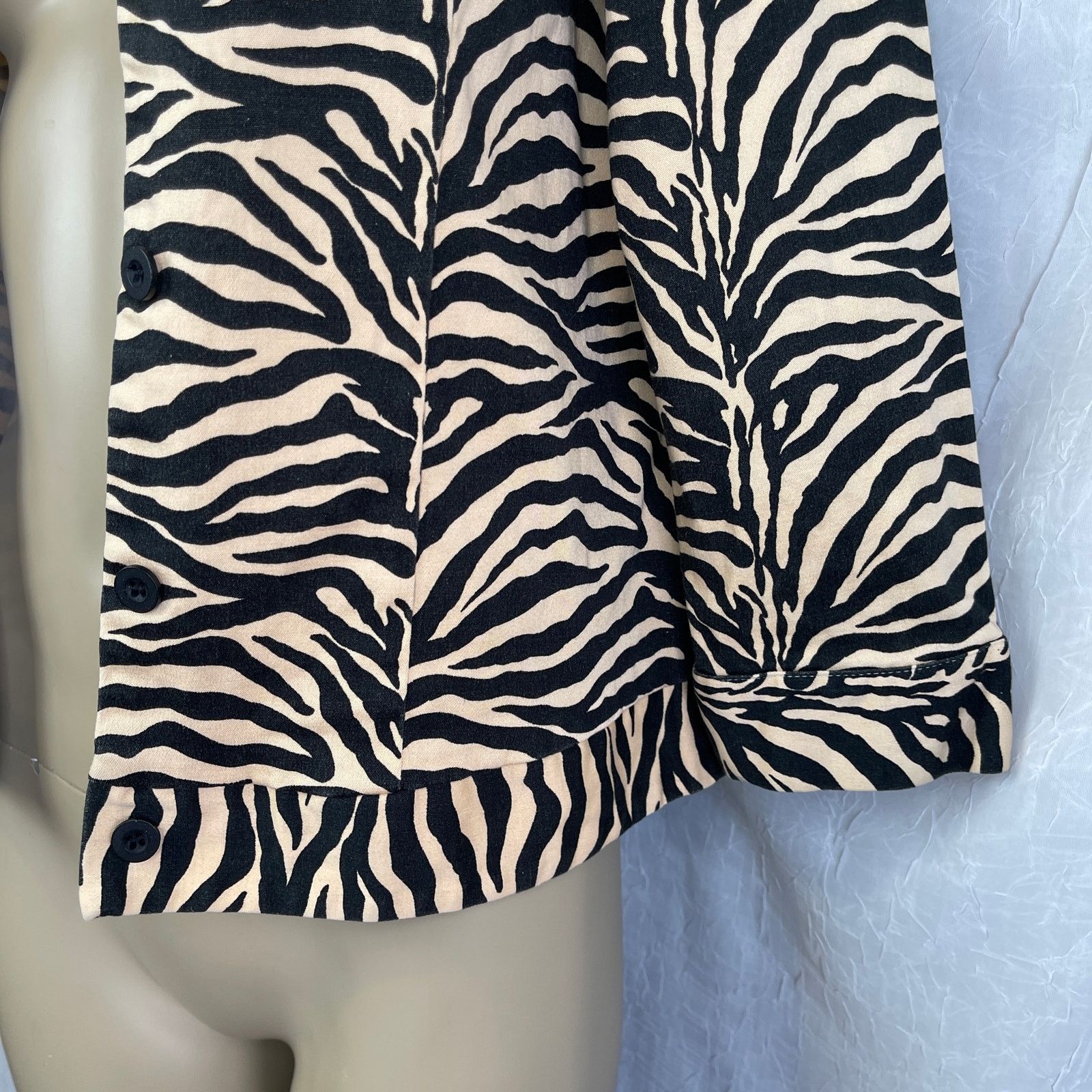 Vintage VTG Allison Taylor Tan Black Cropped Jacket Zebra Tiger XS/S Size XS / US 0-2 / IT 36-38 - 16 Thumbnail