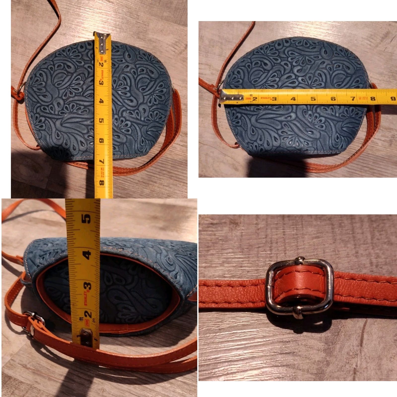 Vintage VINTAGE Borse in Pelle Italian Leather Crossbody Bag Women Small Blue Floral 90s Handmade Italy Size ONE SIZE - 8 Thumbnail