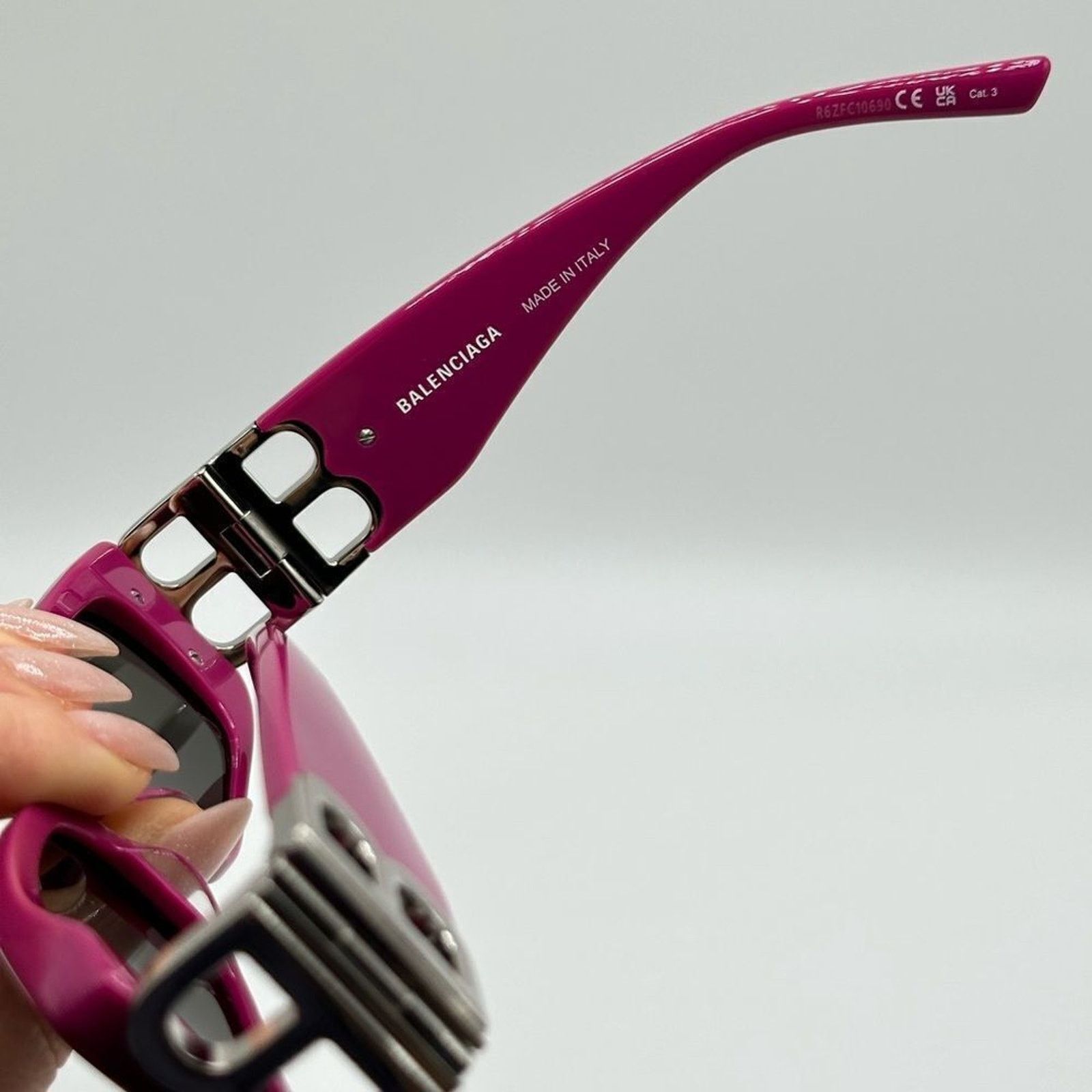 Balenciaga NEW BALENCIAGA BB0096 016 Fuchsia/Silver/Grey Sunglasses Size ONE SIZE - 5 Thumbnail