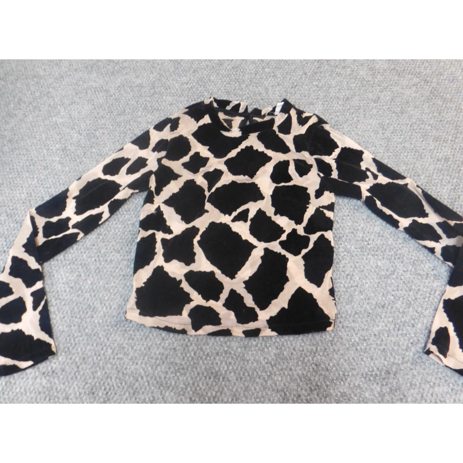Topshop Topshop Womens Blouse Top 2 Animal Print Black Multicolor Crew Neck Long Sleeve Casual Polyester Down Ruffle Basic Shirt Womens Regular Size 2 Size XS / US 0-2 / IT 36-38 - 2 Thumbnail