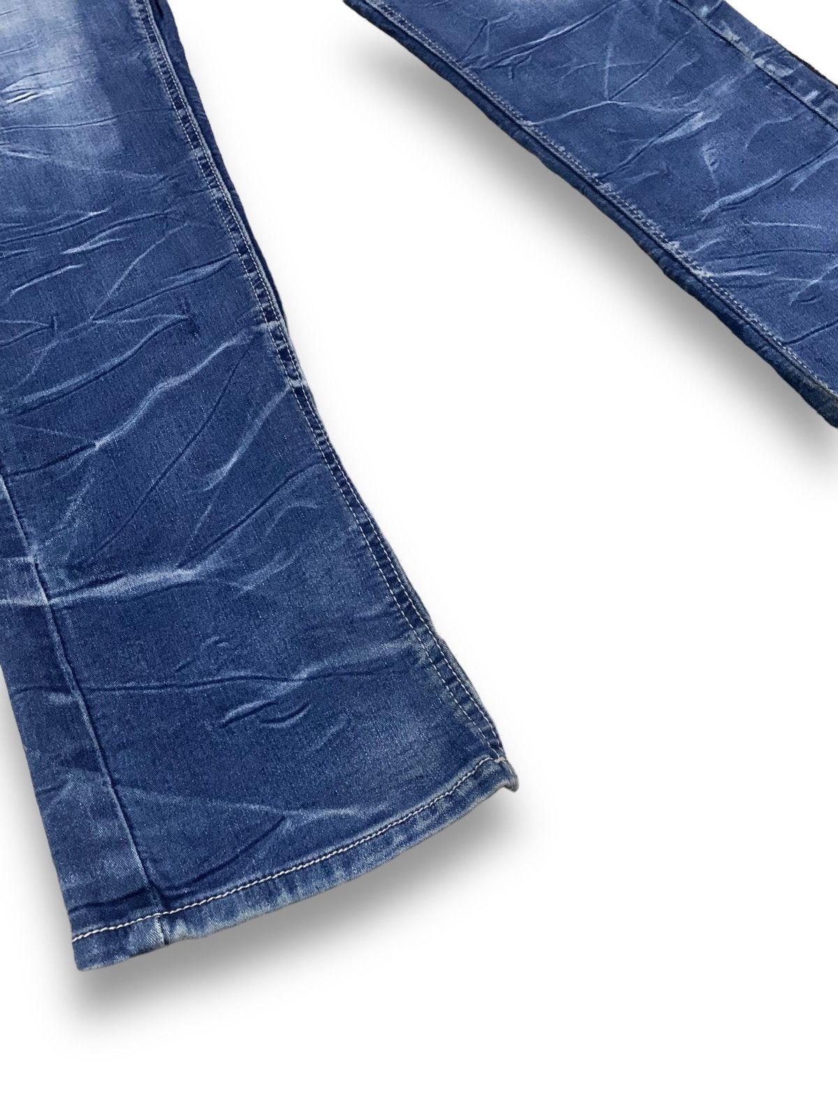 semanticdesign Semantic Design Blue Washed Stretch Slim Taper Punk Jeans Size US 33 - 9 Thumbnail
