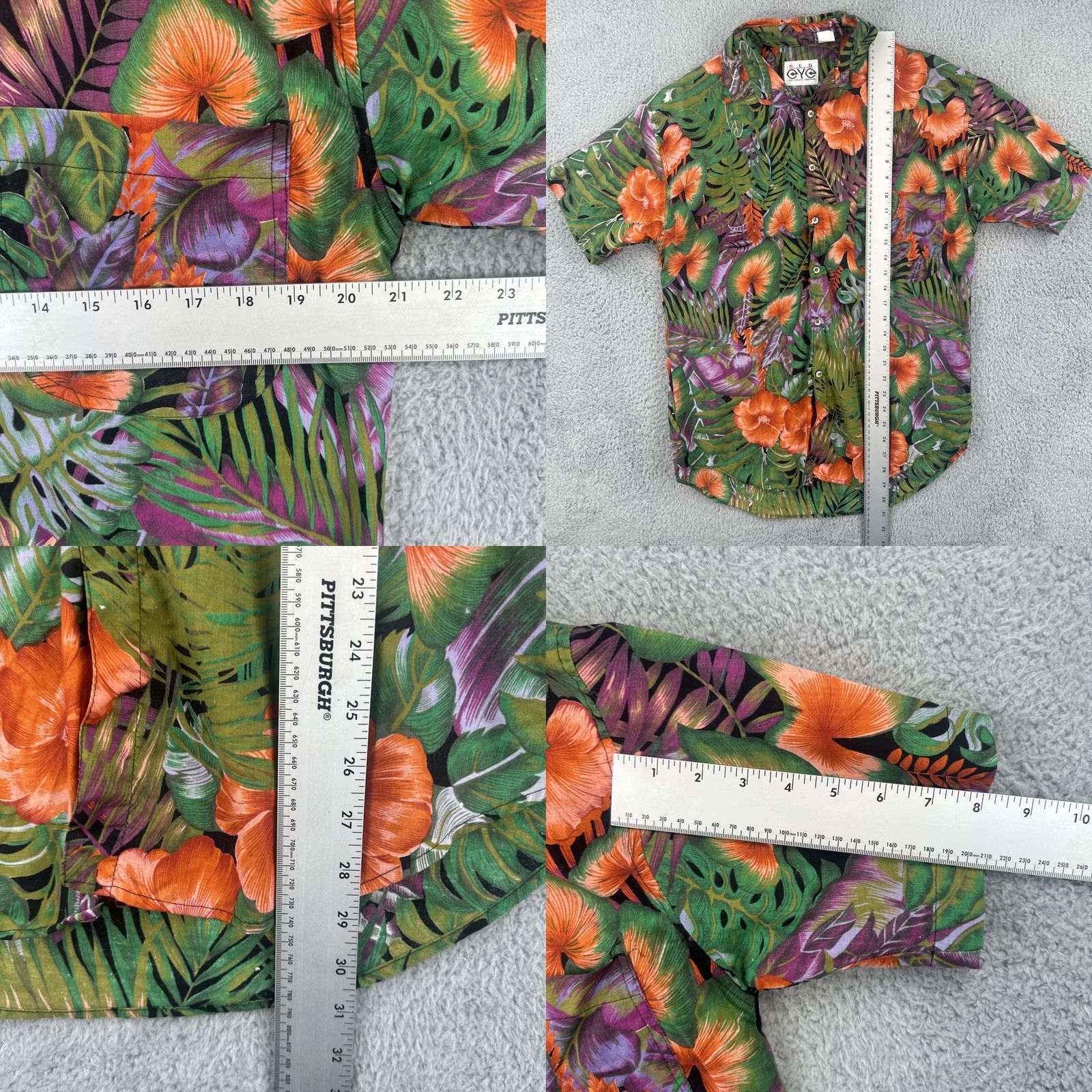 Vintage VINTAGE Red Eye By Marc Daniel’s Mens M Button Up Floral Hawaiian Camp Shirt EUC Size US L / EU 52-54 / 3 - 9 Thumbnail