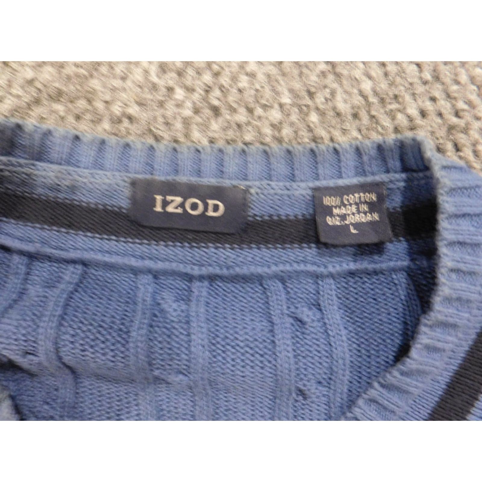 Izod IZOD Sweater Pullover V-Neck Long Sleeve Classic Knit Blue L Mens Regular Size Large Cotton Knit Solid Vintage No zipper Size US L / EU 52-54 / 3 - 6 Thumbnail