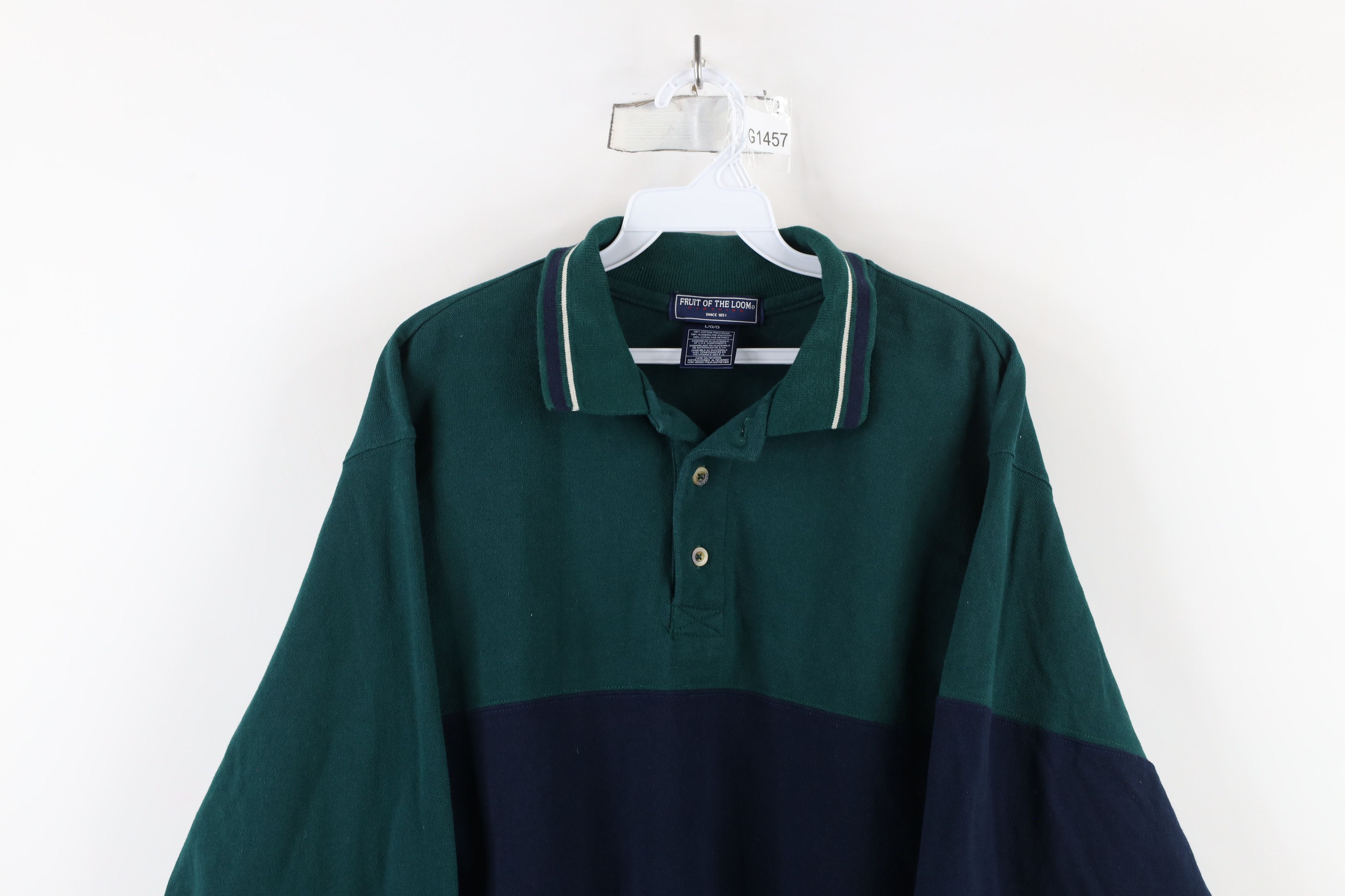 Vintage Vintage 90s Streetwear Heavyweight Long Sleeve Polo Shirt Size US L / EU 52-54 / 3 - 2 Thumbnail
