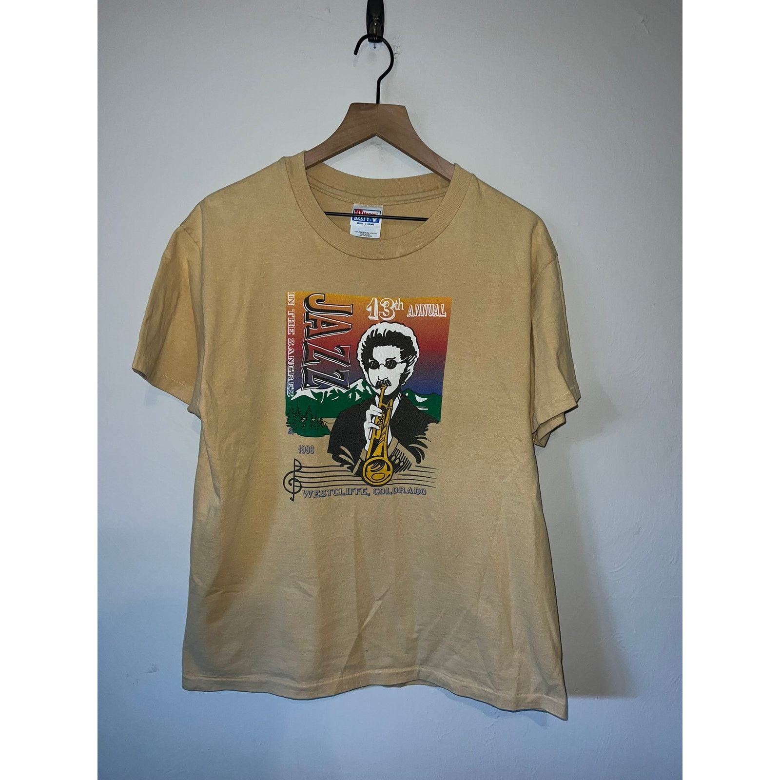 Hanes Vintage Jazz Shirt In The Sangres Westcliffe CO Tee 90s VTG Size US L / EU 52-54 / 3 - 1 Thumbnail