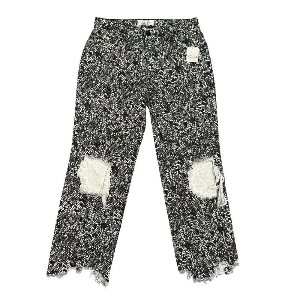 Free People NWT New $108 Free People Maggie Mid-Rise Straight-Leg Print Size 27" / US 4 / IT 40 - 2 Thumbnail