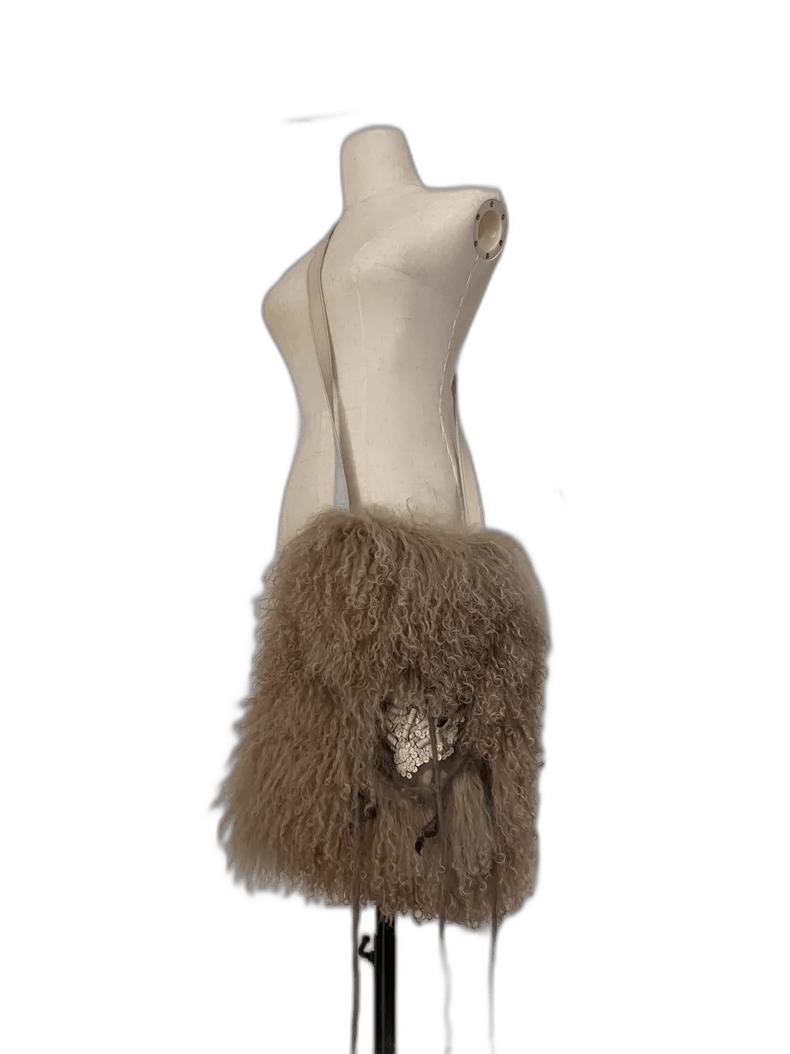 Maison Margiela Faux Fur Fringe Crossbody Bag in Brown, Men's