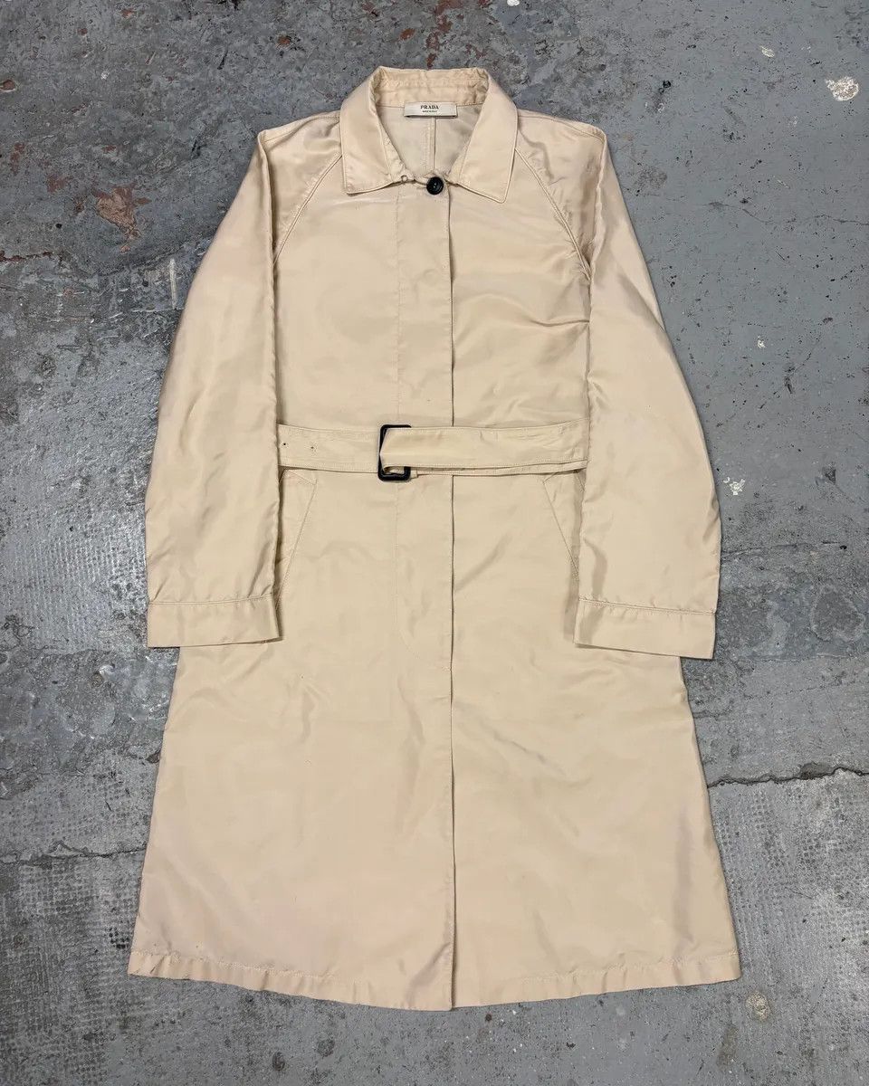 2000s Prada Beige Belted Trench Jacket