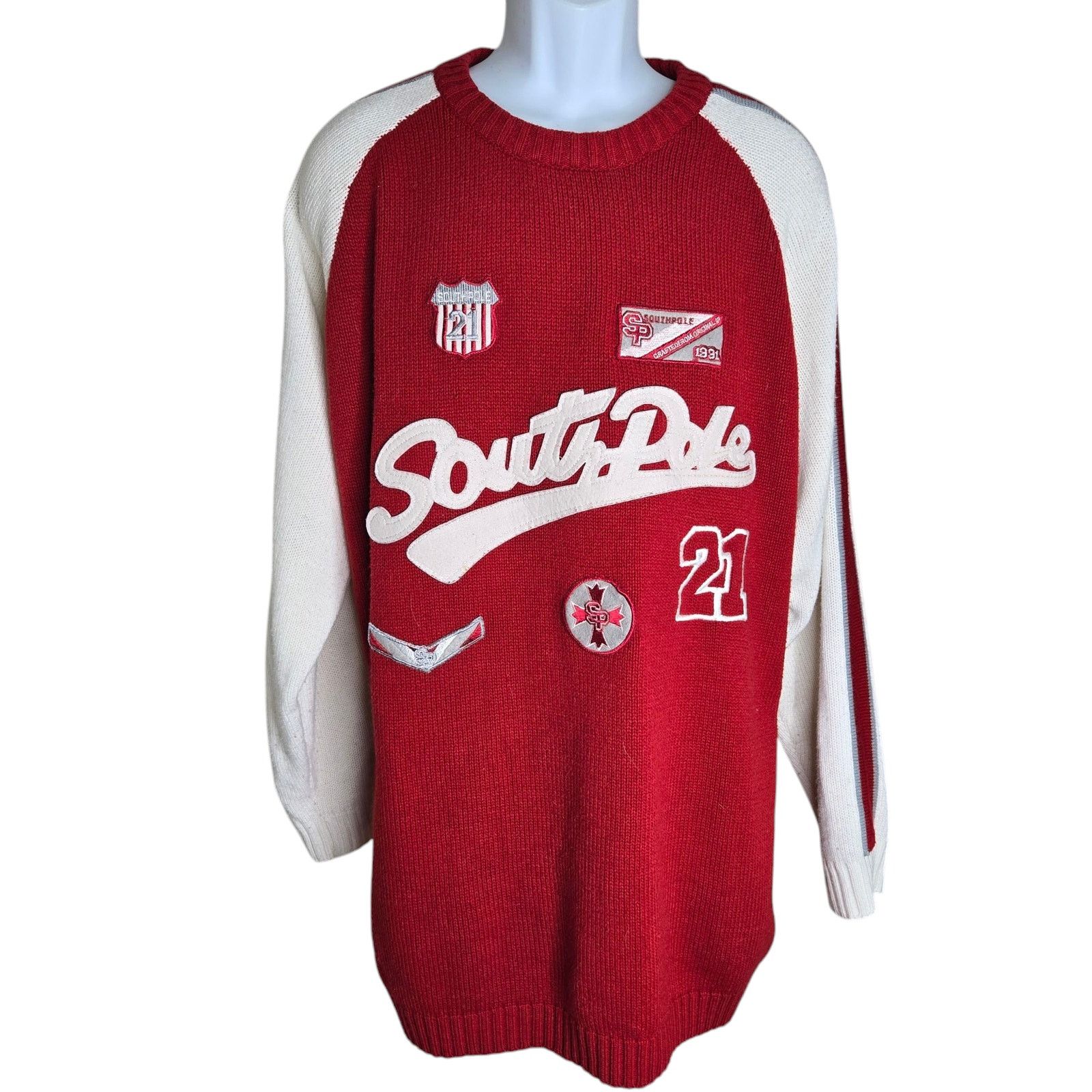 Southpole Southpole Mens Vintage Sweater XXL Cable Knit Varsity Style Size US XXL / EU 58 / 5 - 2 Thumbnail