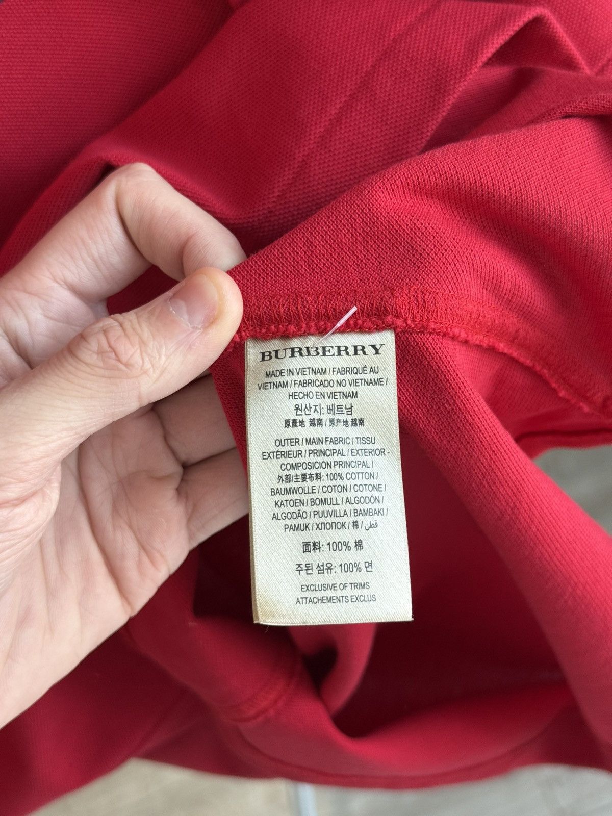 Burberry Burberry Label Men Embroidery Logo Polo Tee Red Size US L / EU 52-54 / 3 - 6 Thumbnail