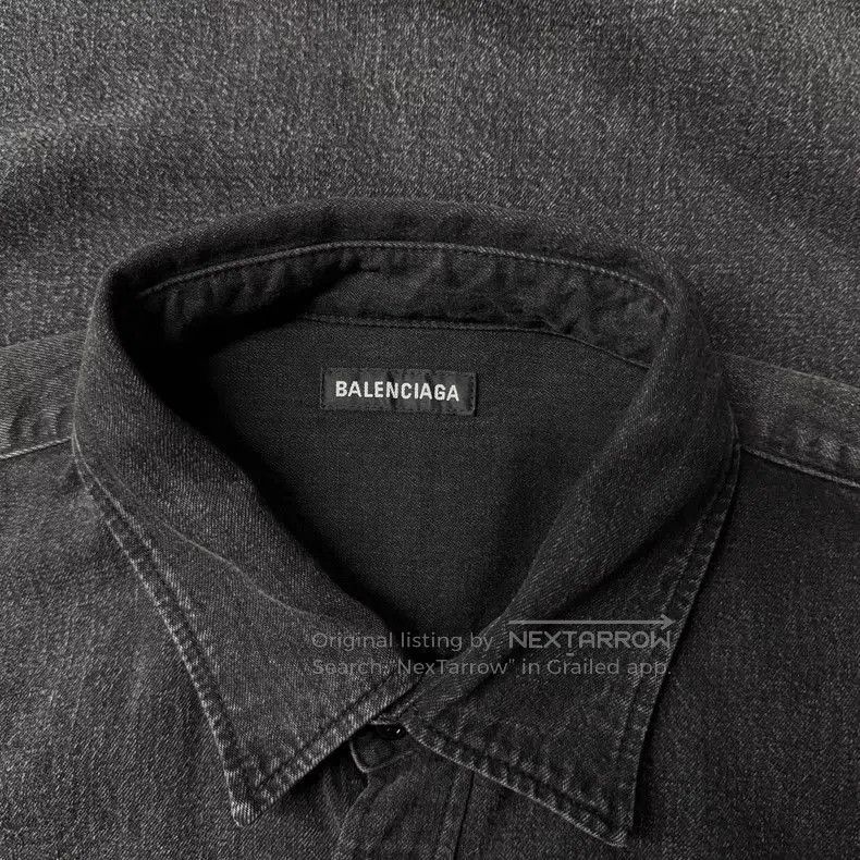 Balenciaga Balenciaga Back Red Letter Denim Shirt. Size US XS / EU 42 / 0 - 5 Thumbnail