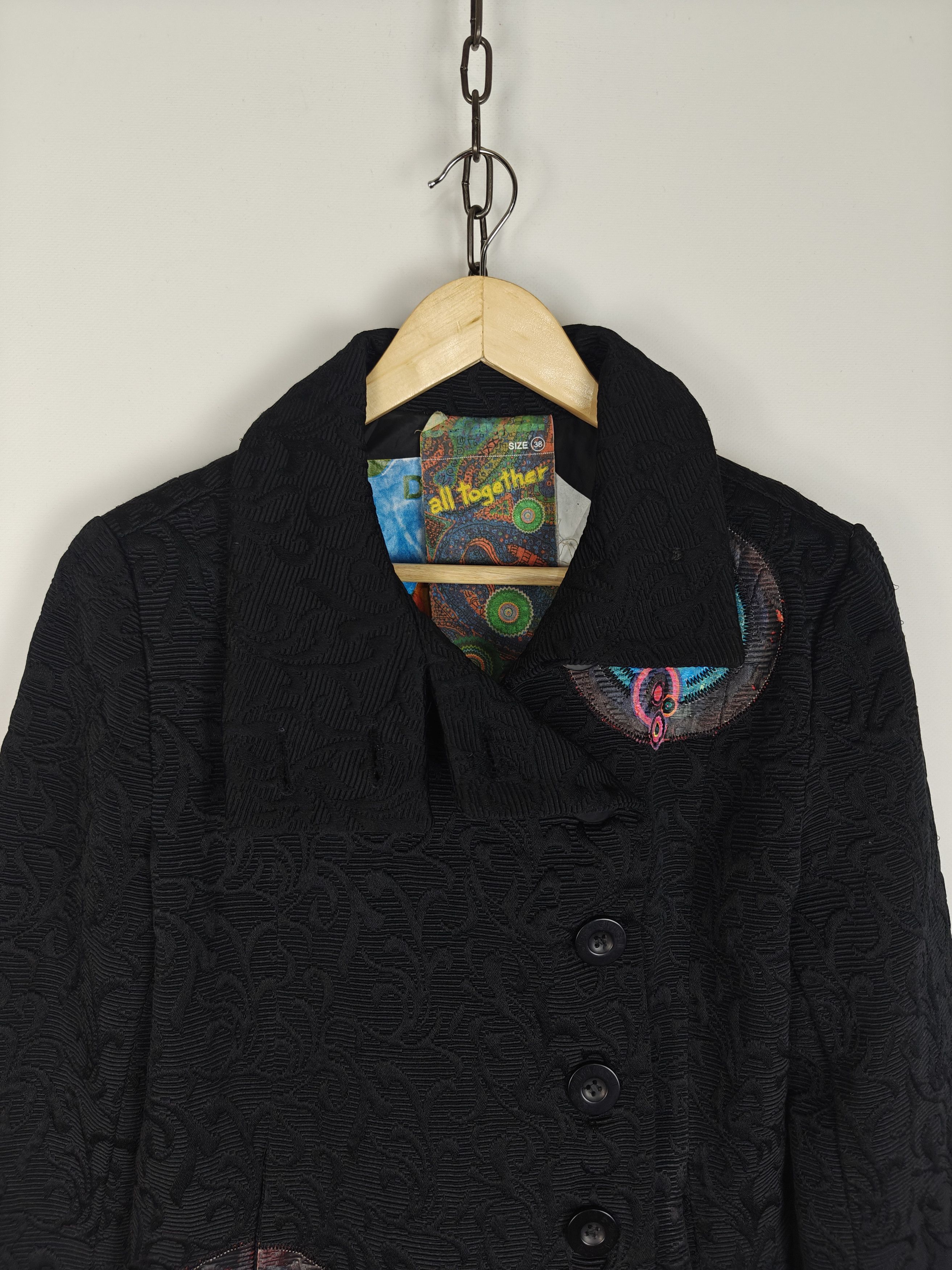 Desigual Desigual Coat Jacket Ornament Black size 38 Size S / US 4 / IT 40 - 8 Thumbnail