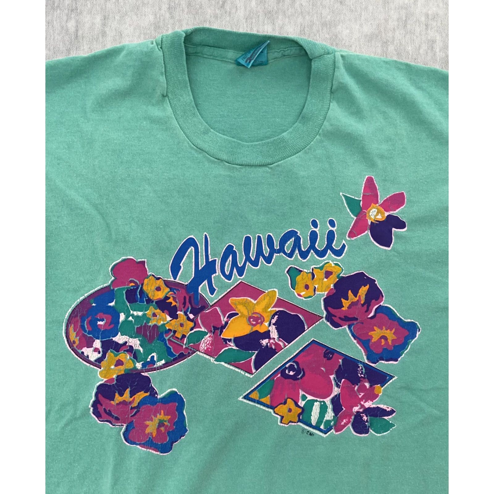 Fruit Of The Loom VINTAGE Fruit of the Loom Hawaii Shirt Adult Large Green Aloha Floral Beach Tee Short Sleeve Crew Neck Men’s T-Shirt Vintage Graphic Print Size US L / EU 52-54 / 3 - 3 Thumbnail
