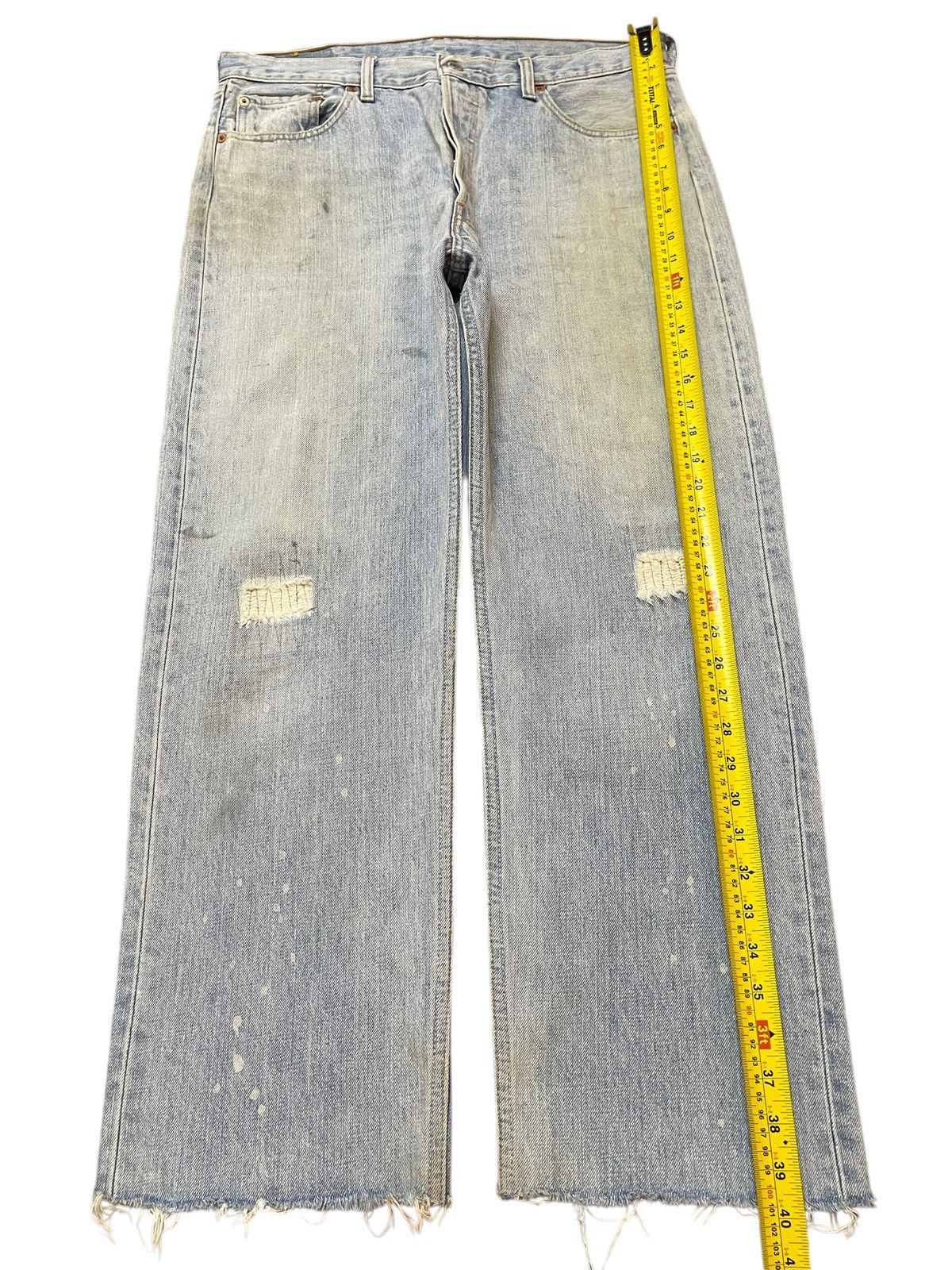 Levi's Vintage 90s Levis 501 Mud Wash Faded Distress Wide Leg Baggy Size US 34 / EU 50 - 13 Thumbnail