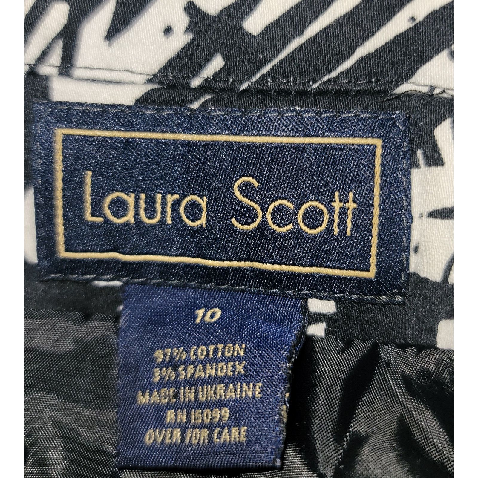 Other Laura Scott Black White Floral Print Women's Blazer 10 Size L / US 10 / IT 46 - 4 Thumbnail