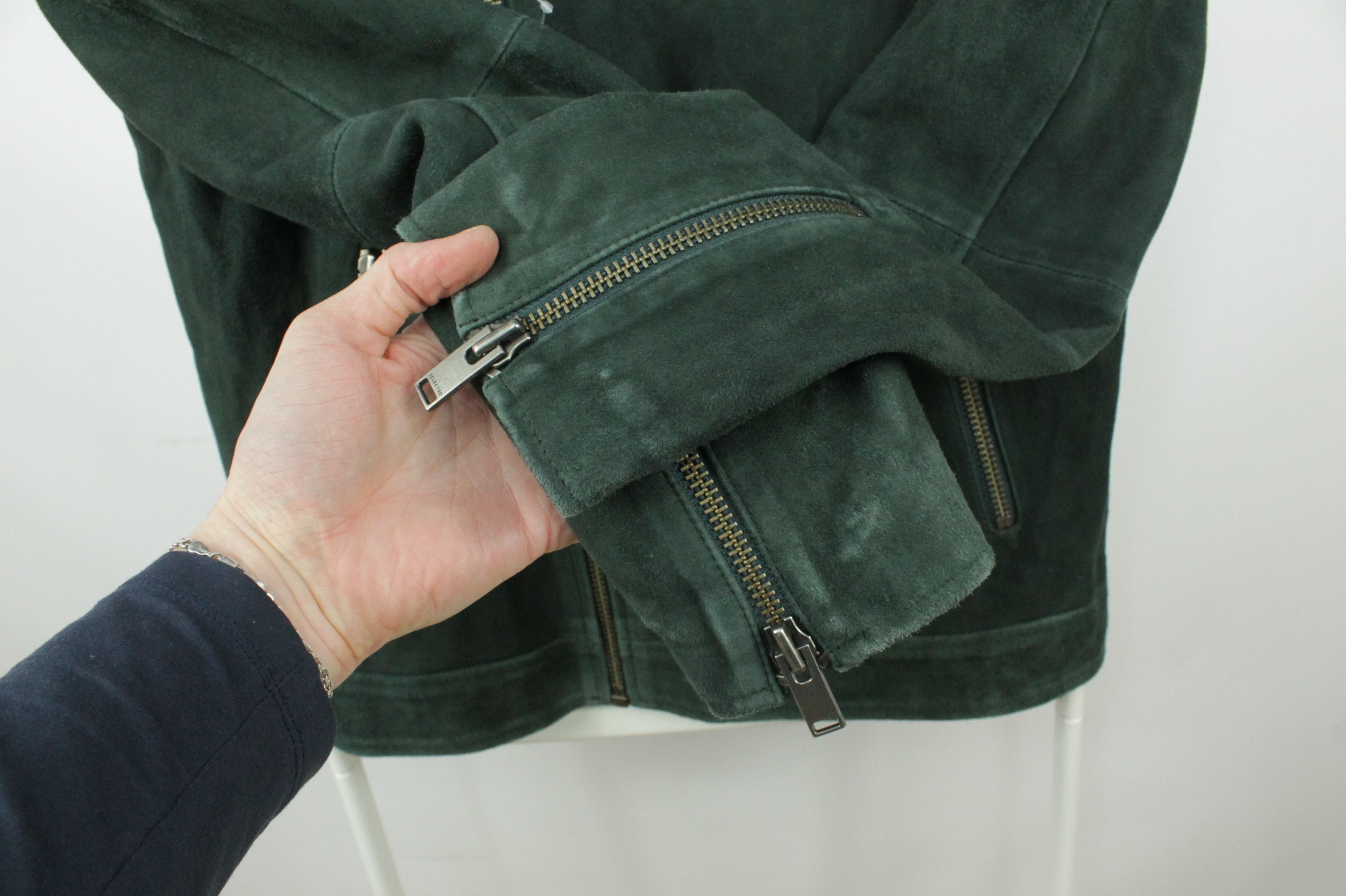 Selected Homme Selected Homme The Iconic Biker Green Suede Leather Jacket Size US L / EU 52-54 / 3 - 3 Thumbnail