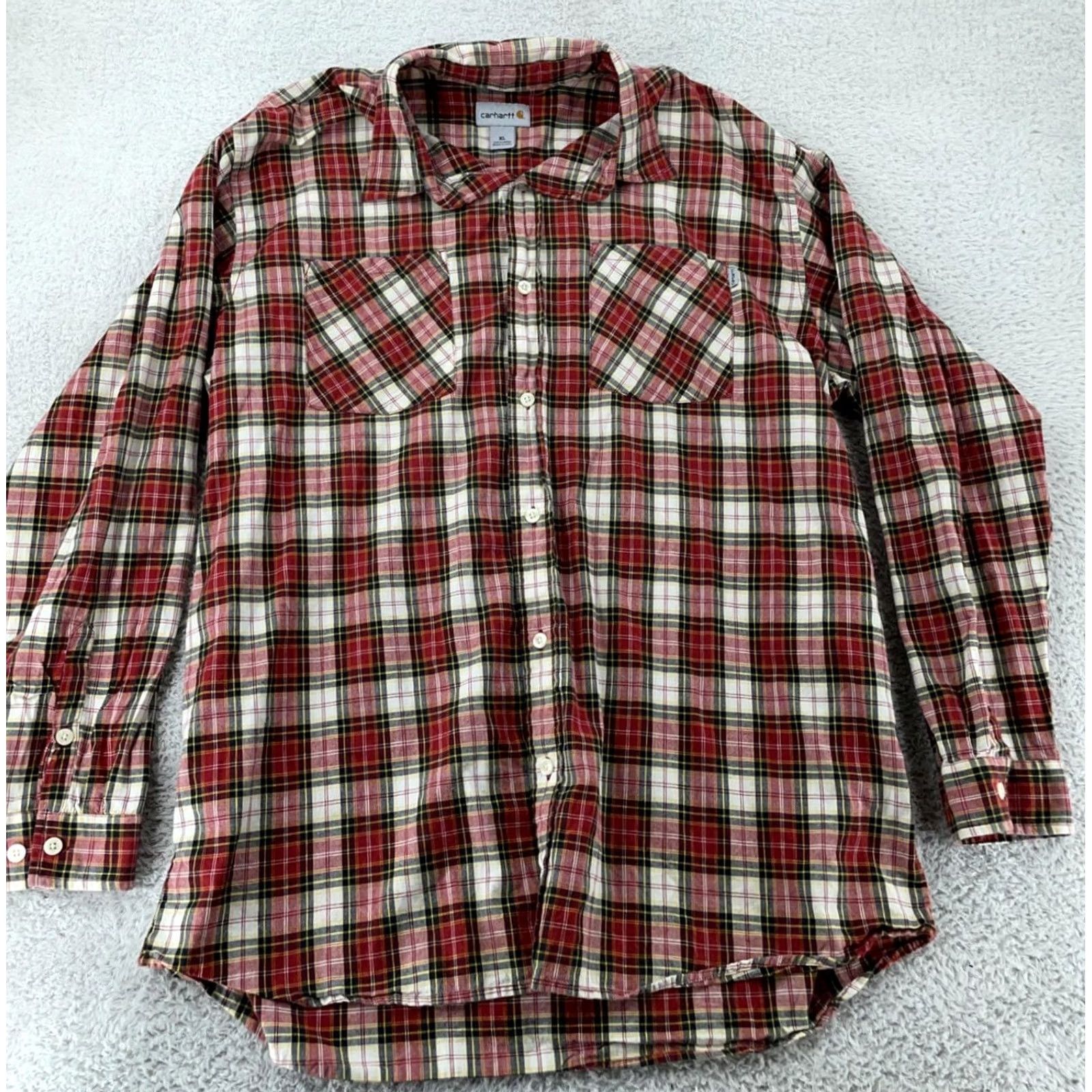 Carhartt Carhartt Shirt Men XL Red Plaid Flannel Chest Pocket Button Up S254 CRI Size US XL / EU 56 / 4 - 2 Thumbnail