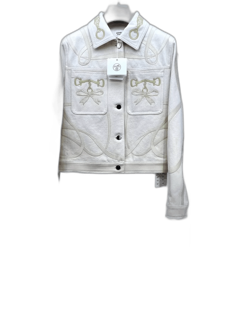 Hermes Embroidered Denim Jacket Size 38-2506