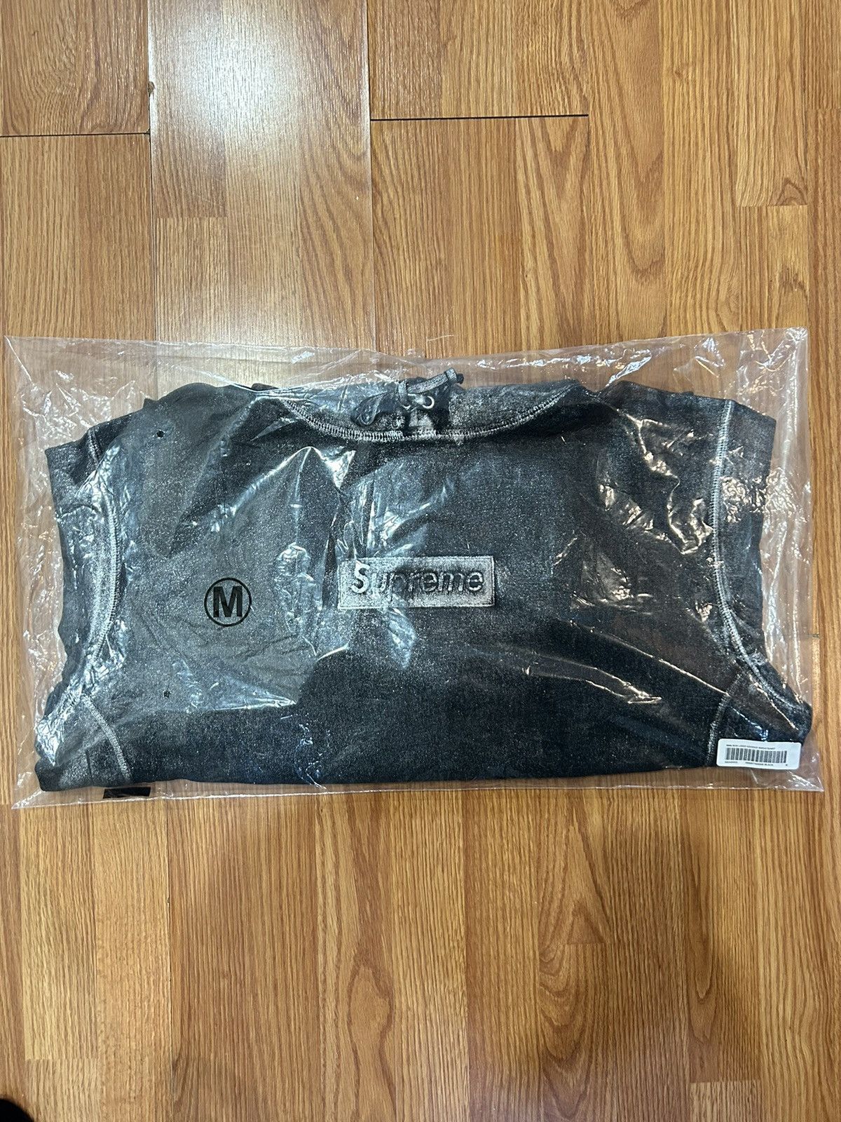 image of Mm6 Maison Margiela Foil Box Logo Hoodie in Black, Men's (Size Medium)