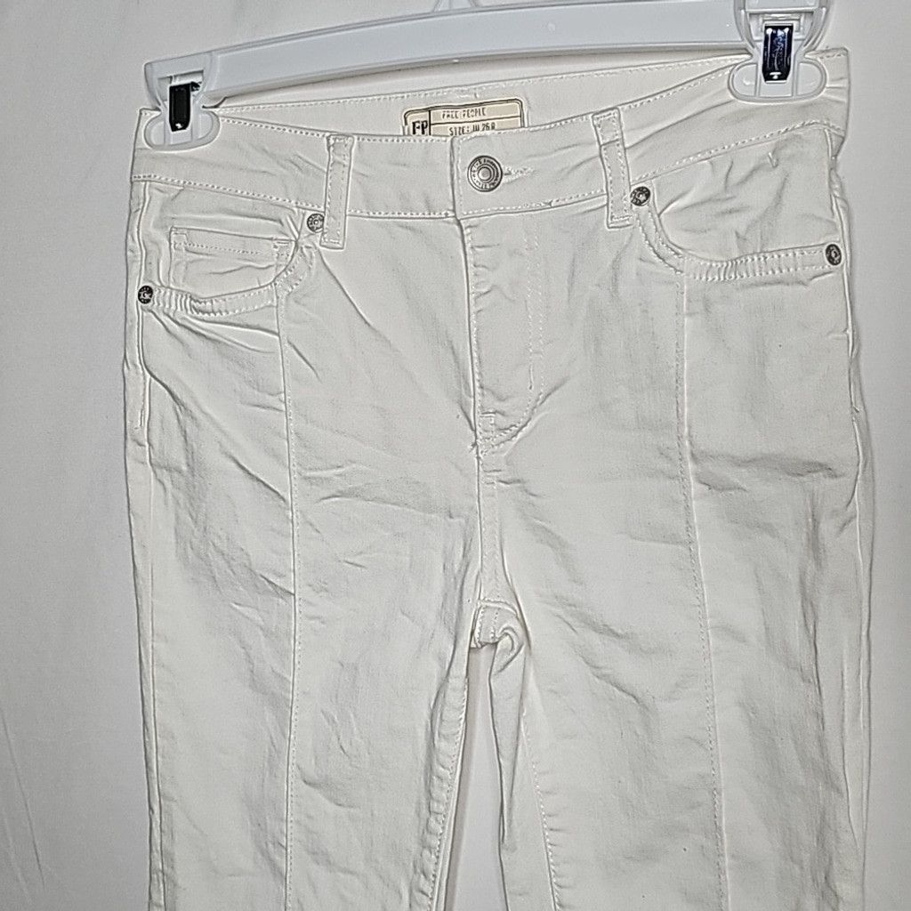 Free People Free People Del Wray white skinny raw hem ankle jeans sz 26 Size 26" / US 2 / IT 38 - 6 Thumbnail