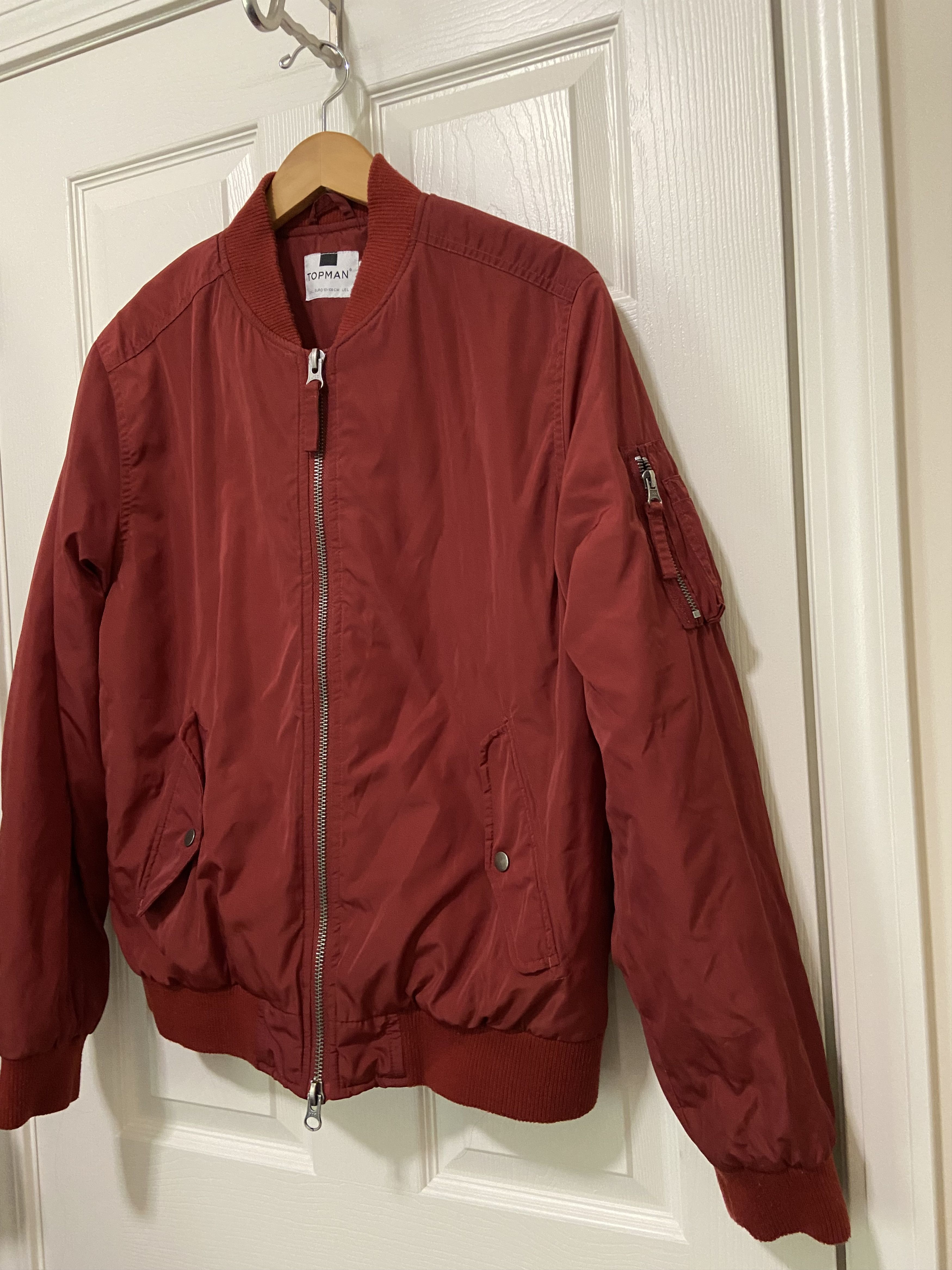 Topman Topman Burgundy Nylon Bomber Jacket Men’s Large Size US L / EU 52-54 / 3 - 2 Thumbnail