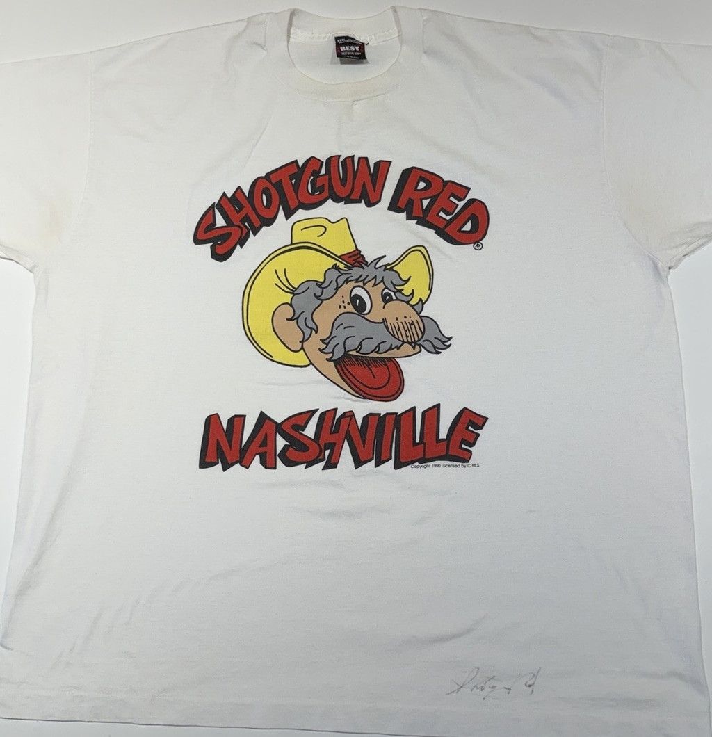 Fruit Of The Loom Shotgun Red Nashville Tee 3X USA Single Stitch Autographed Size US XXL / EU 58 / 5 - 1 Thumbnail