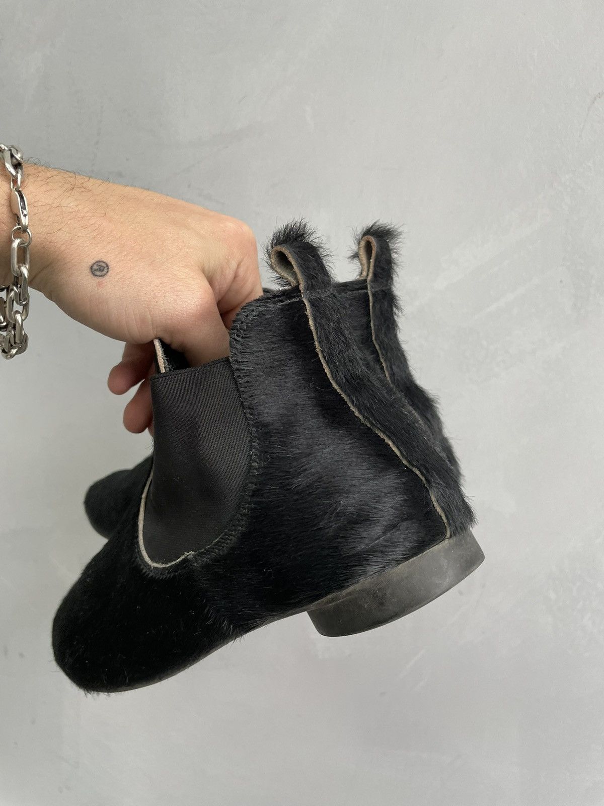 Vintage Vintage fur cow leather black GUIDI style boots 90s Size US 5 / EU 37 - 6 Thumbnail