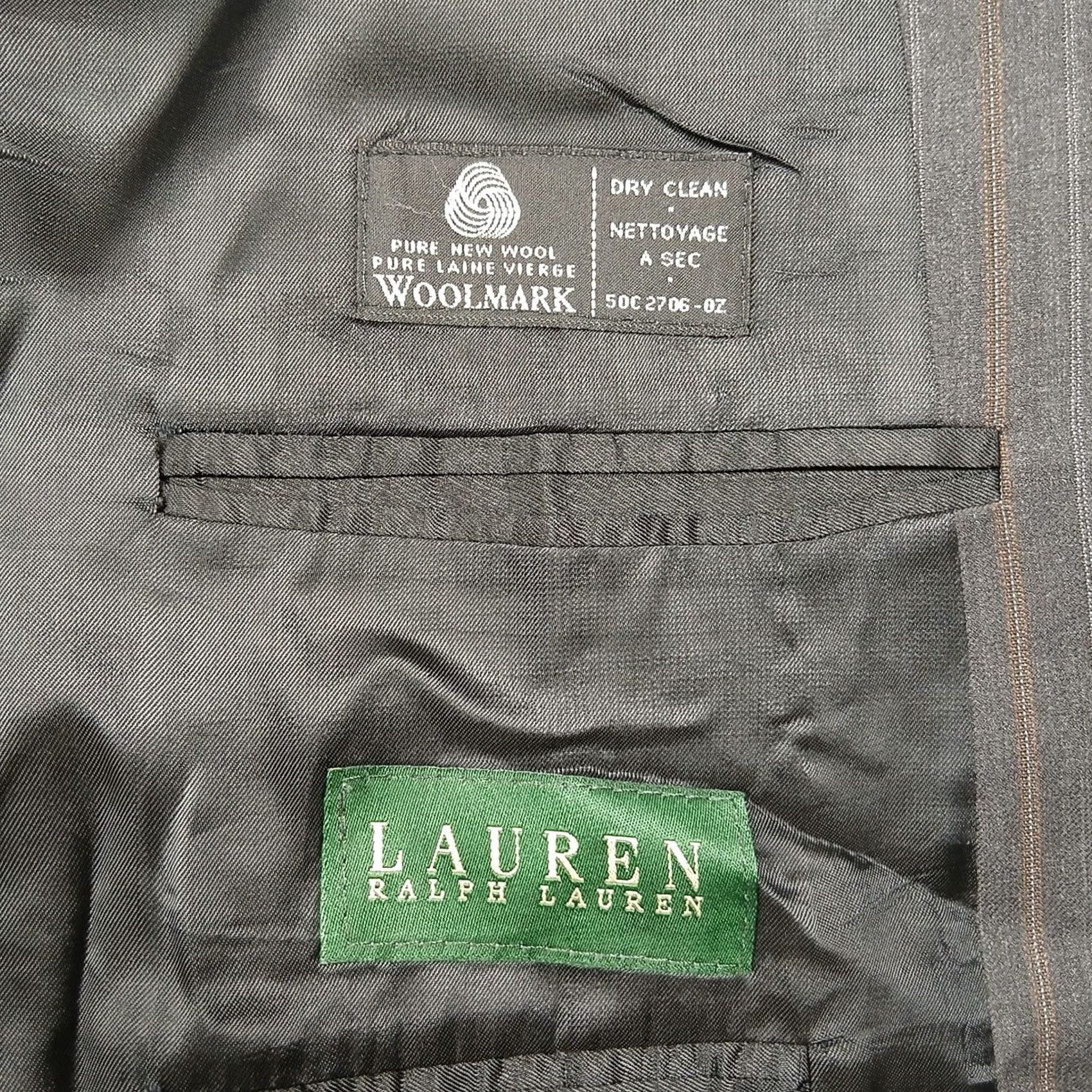 Ralph Lauren Lauren Ralph Lauren Blazer Men's 44R Gray Pinstripe Two Button Wool Size 44R - 4 Thumbnail