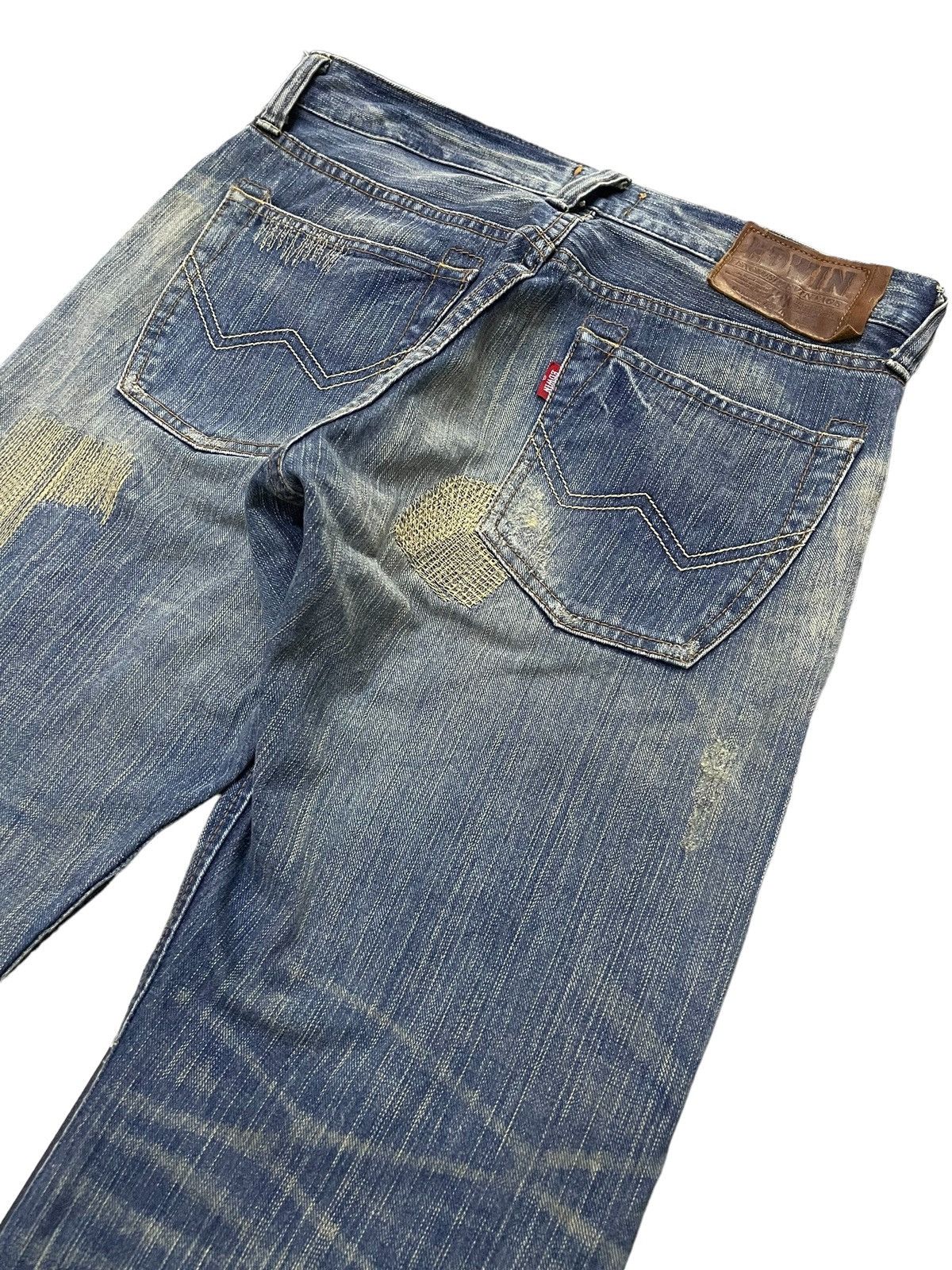 Edwin × Hysteric Glamour Vintage Edwin 403XV Patchwork Zig Zag Distressed Jeans Size US 32 / EU 48 - 14 Thumbnail
